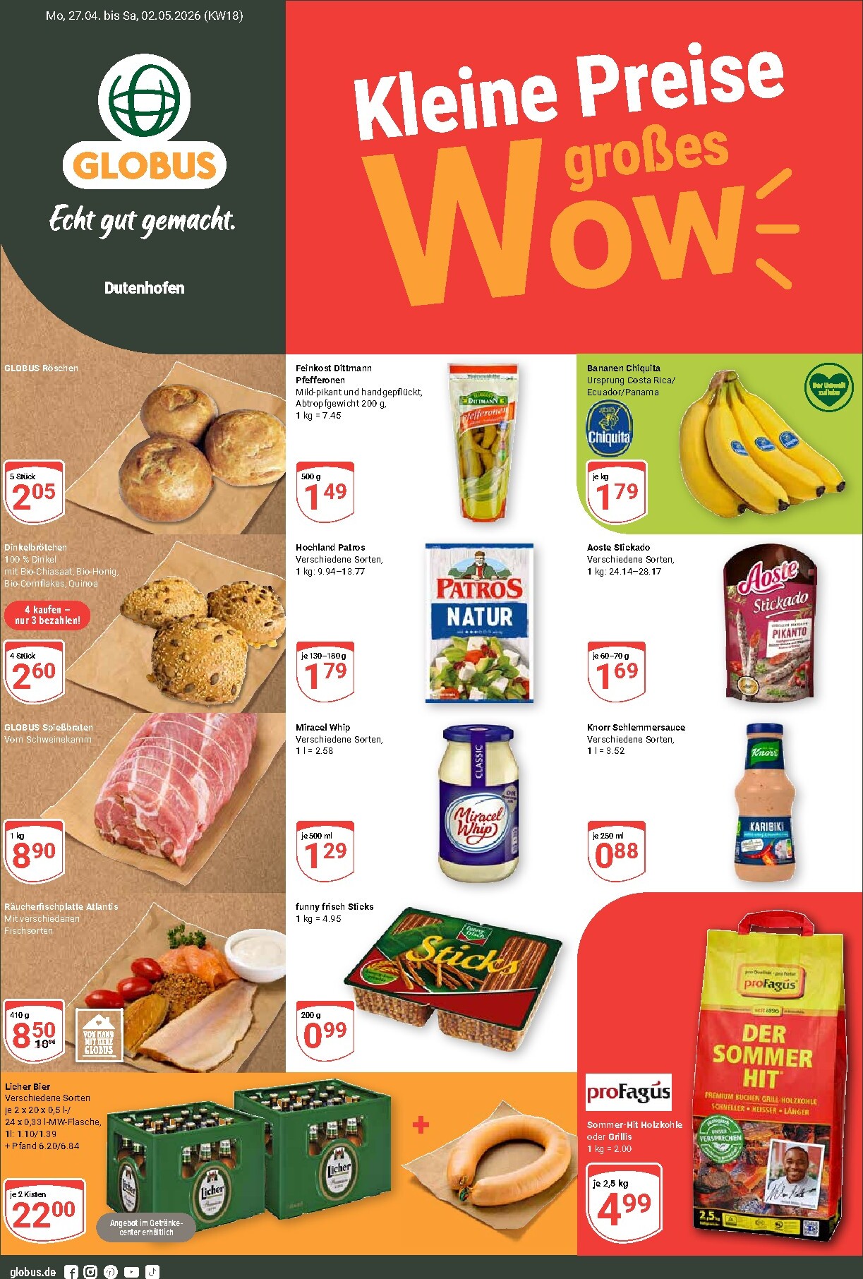 Globus - Dutenhofen Prospekt nächste Woche – von Montag 27.04.2026 bis Samstag 02.05.2026