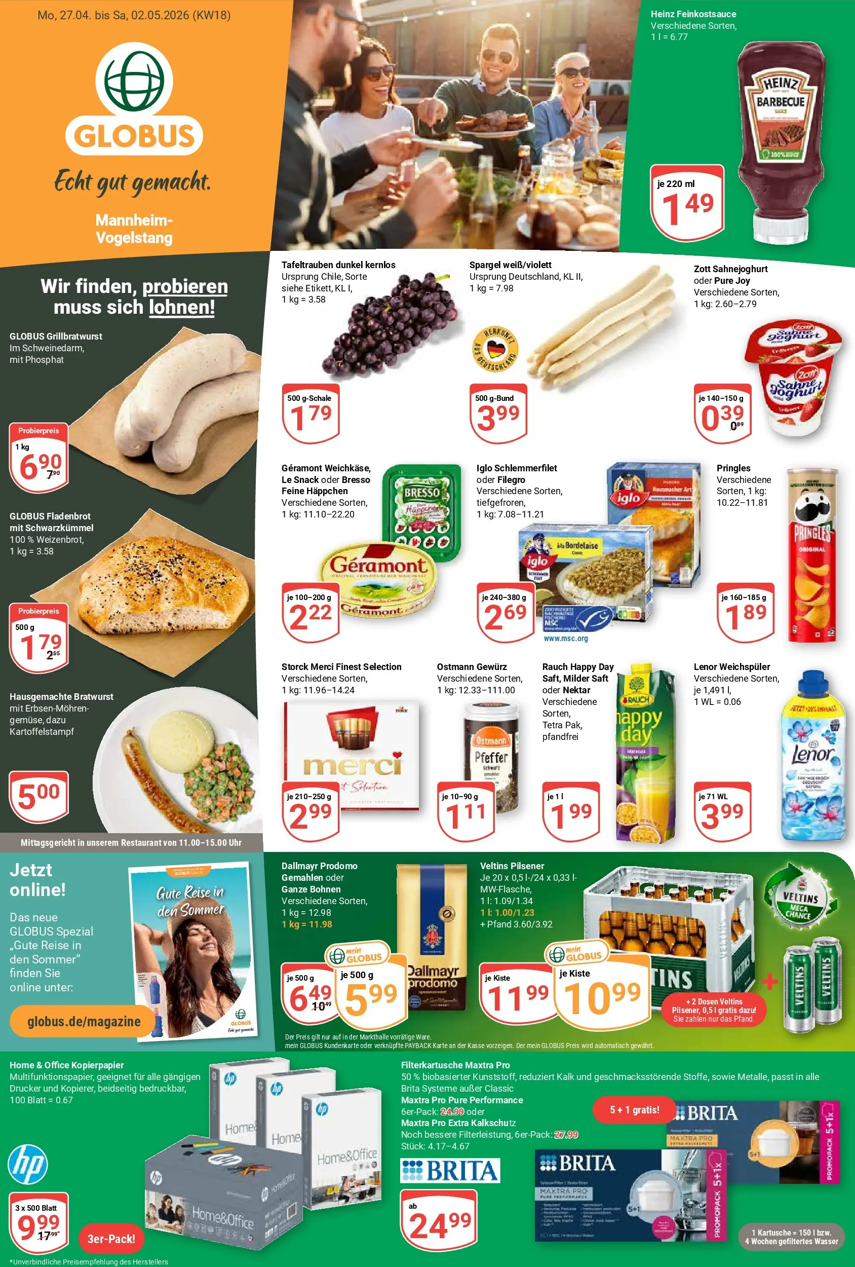 Globus - Mannheim-Vogelstang Prospekt nächste Woche – von Montag 27.04.2026 bis Samstag 02.05.2026