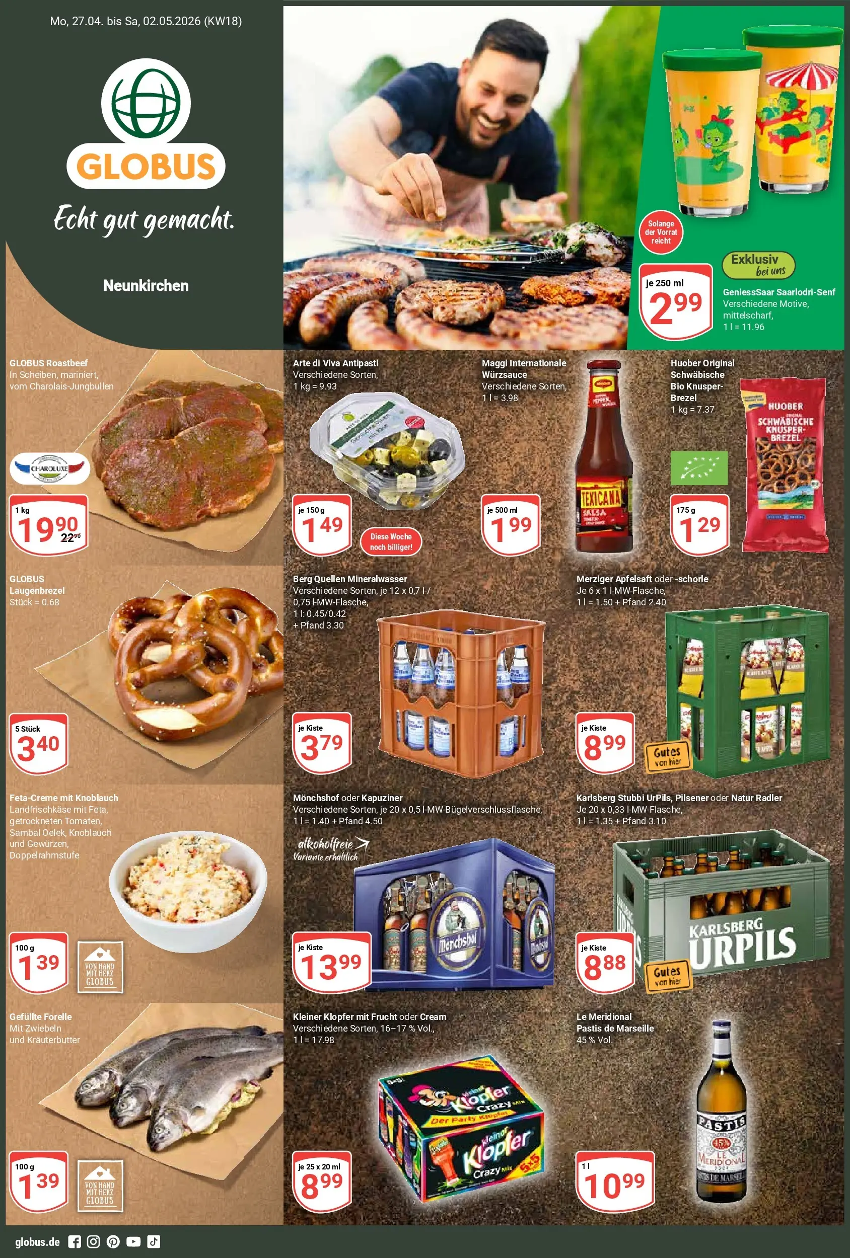 Globus - Neunkirchen Prospekt nächste Woche – von Montag 27.04.2026 bis Samstag 02.05.2026