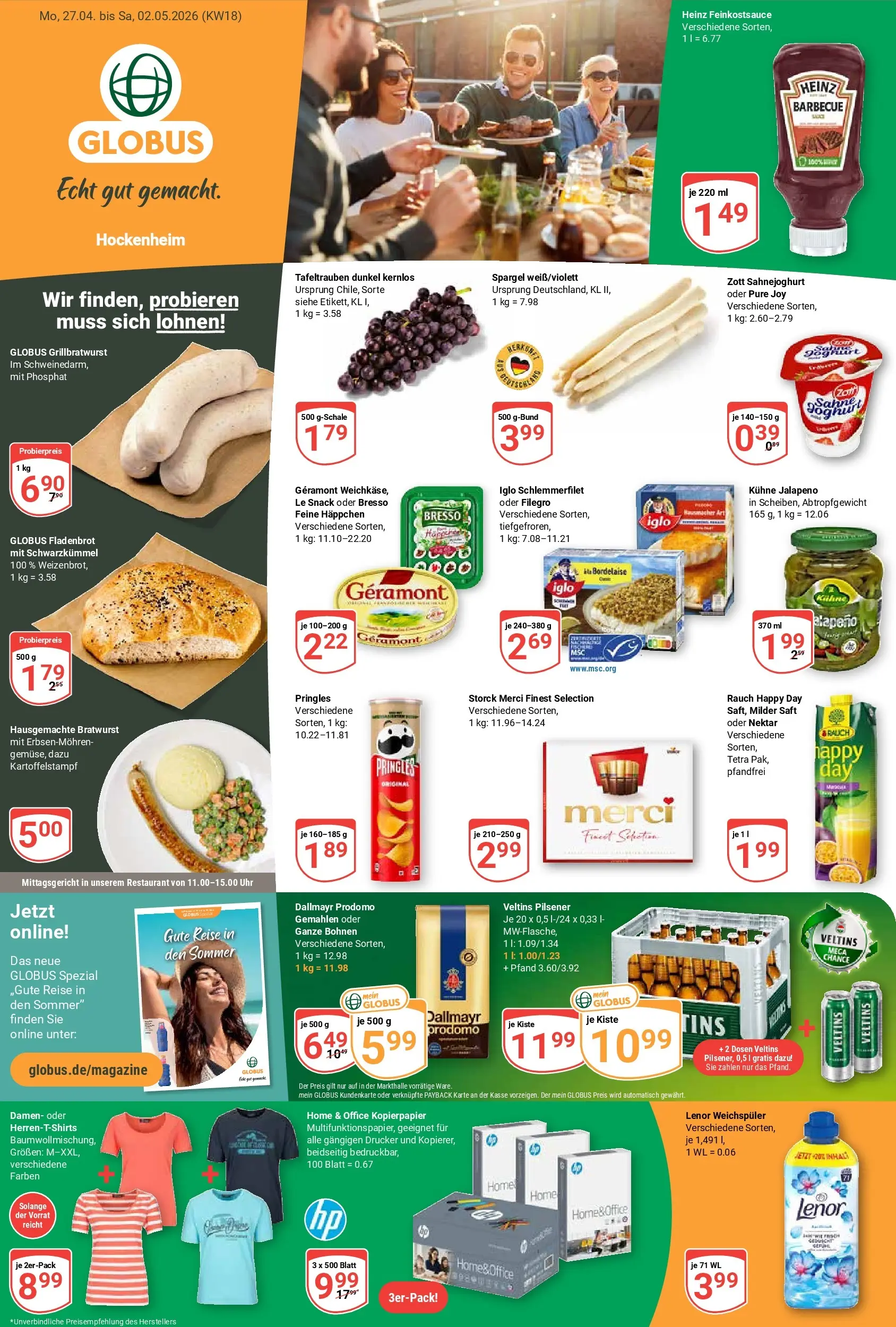 Globus - Hockenheim Prospekt nächste Woche – von Montag 27.04.2026 bis Samstag 02.05.2026