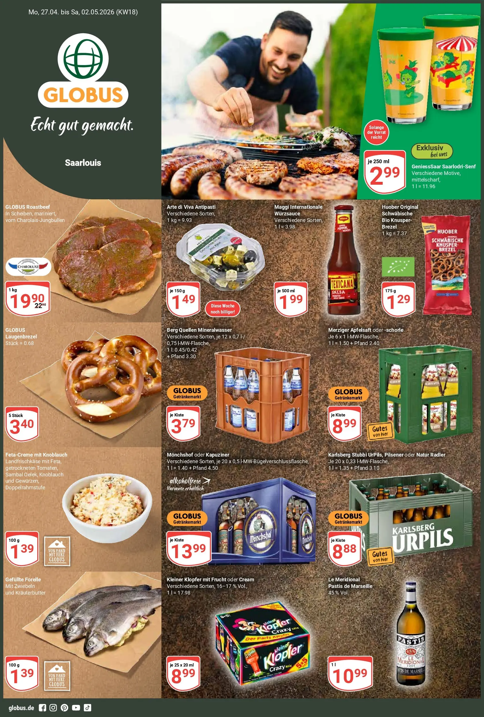 Globus - Saarlouis Prospekt nächste Woche – von Montag 27.04.2026 bis Samstag 02.05.2026