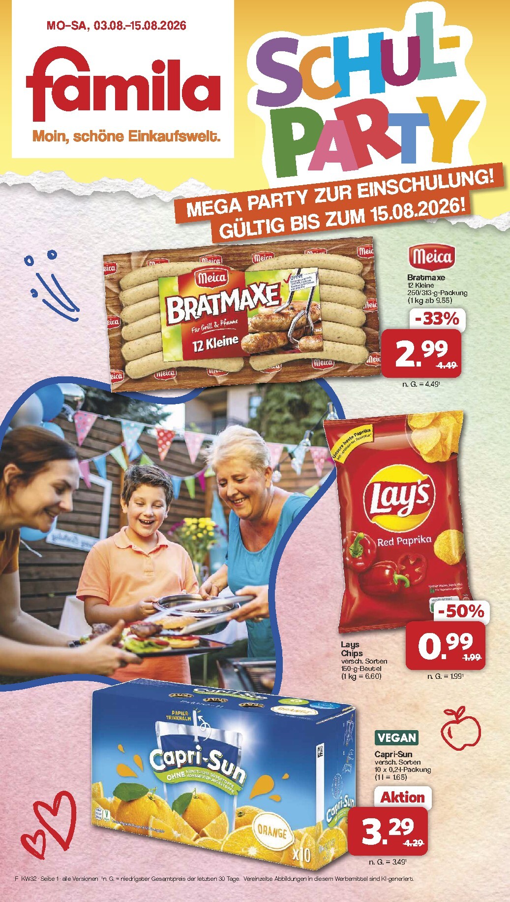 Famila Nordwest - Schulparty Prospekt nächste Woche – von Montag 03.08.2026 bis Samstag 15.08.2026