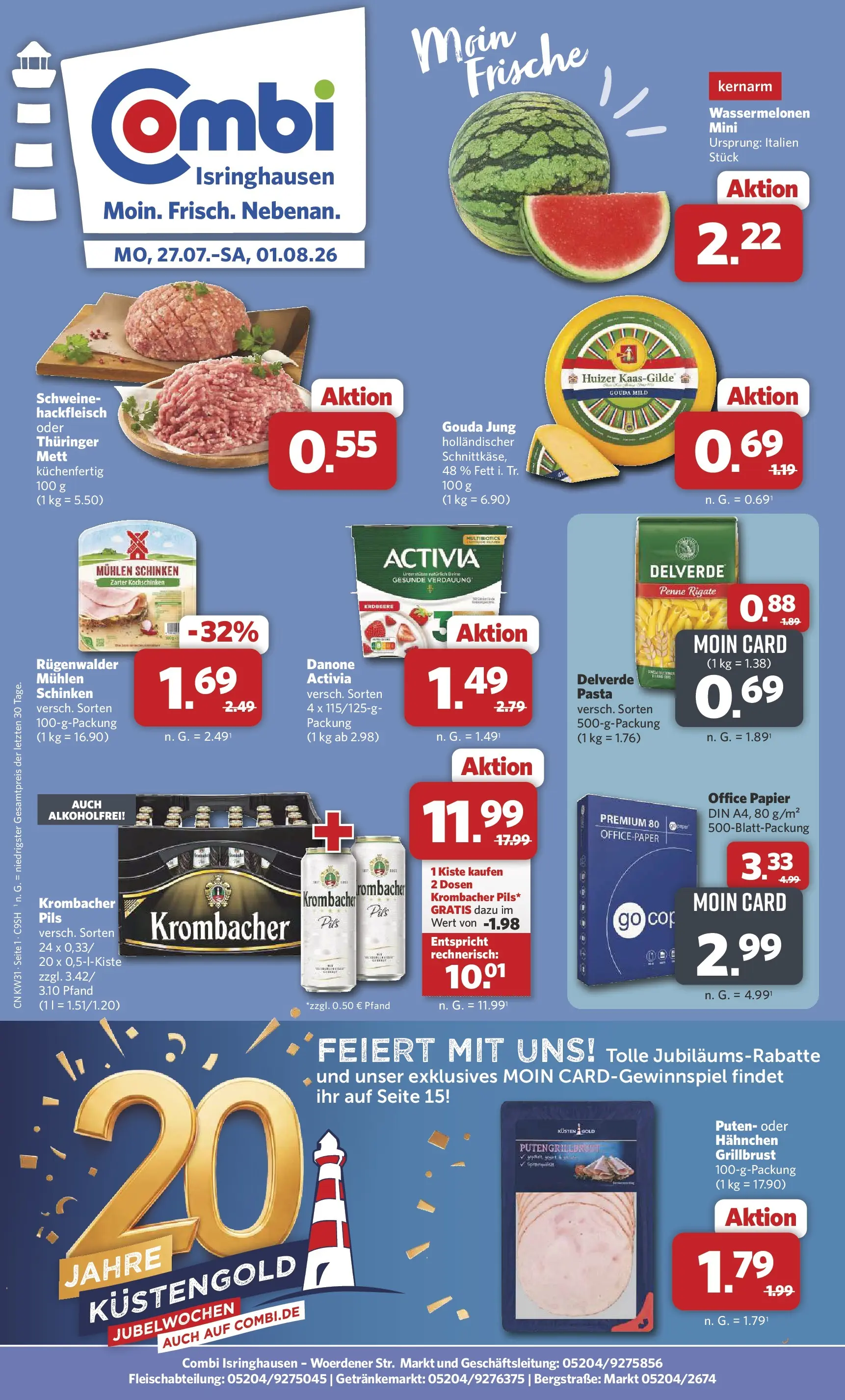 Combi - Isringhausen Prospekt – von Montag 27.07.2026 bis Samstag 01.08.2026