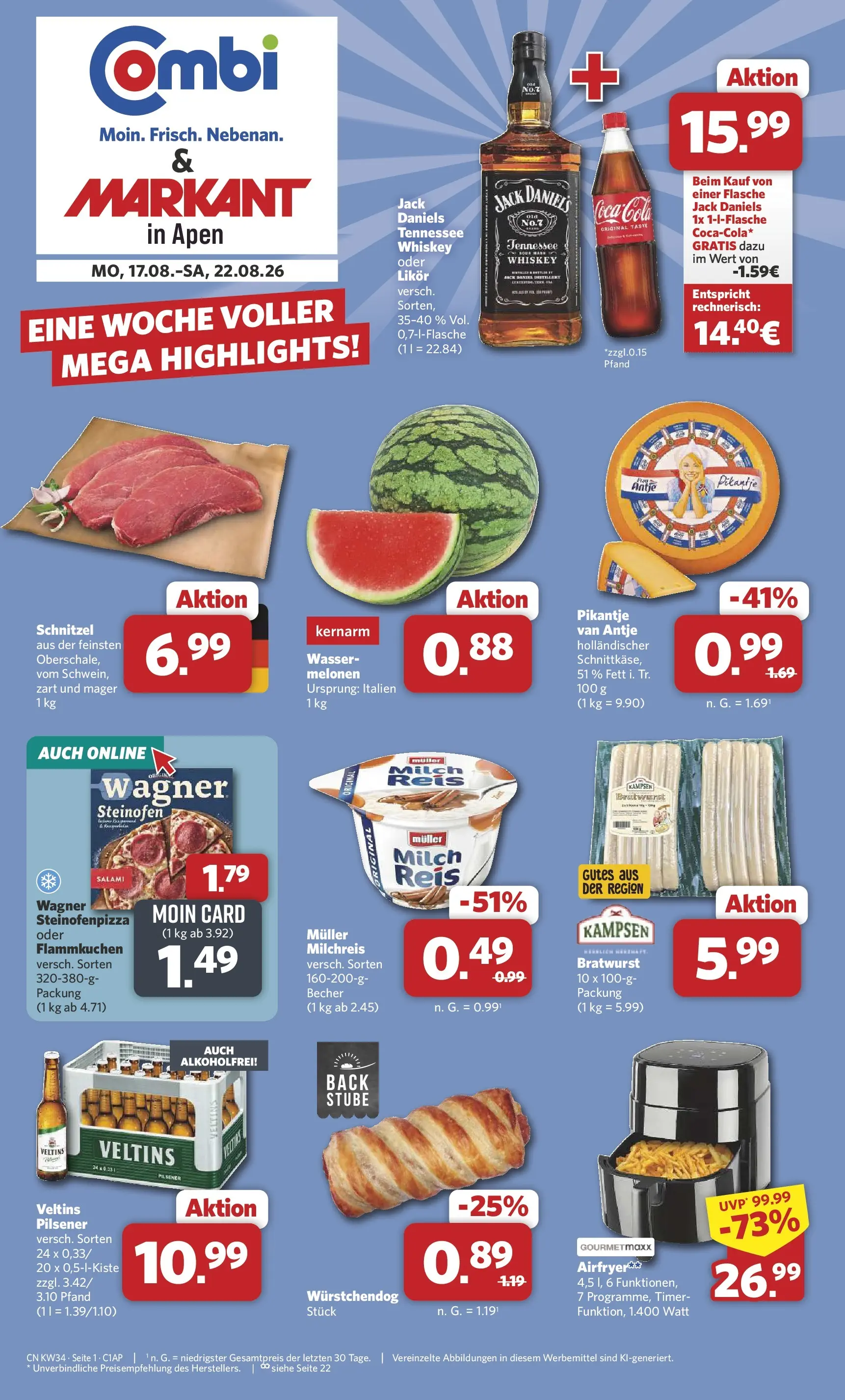 Combi & Markant in Apen Prospekt – von Montag 17.08.2026 bis Samstag 22.08.2026
