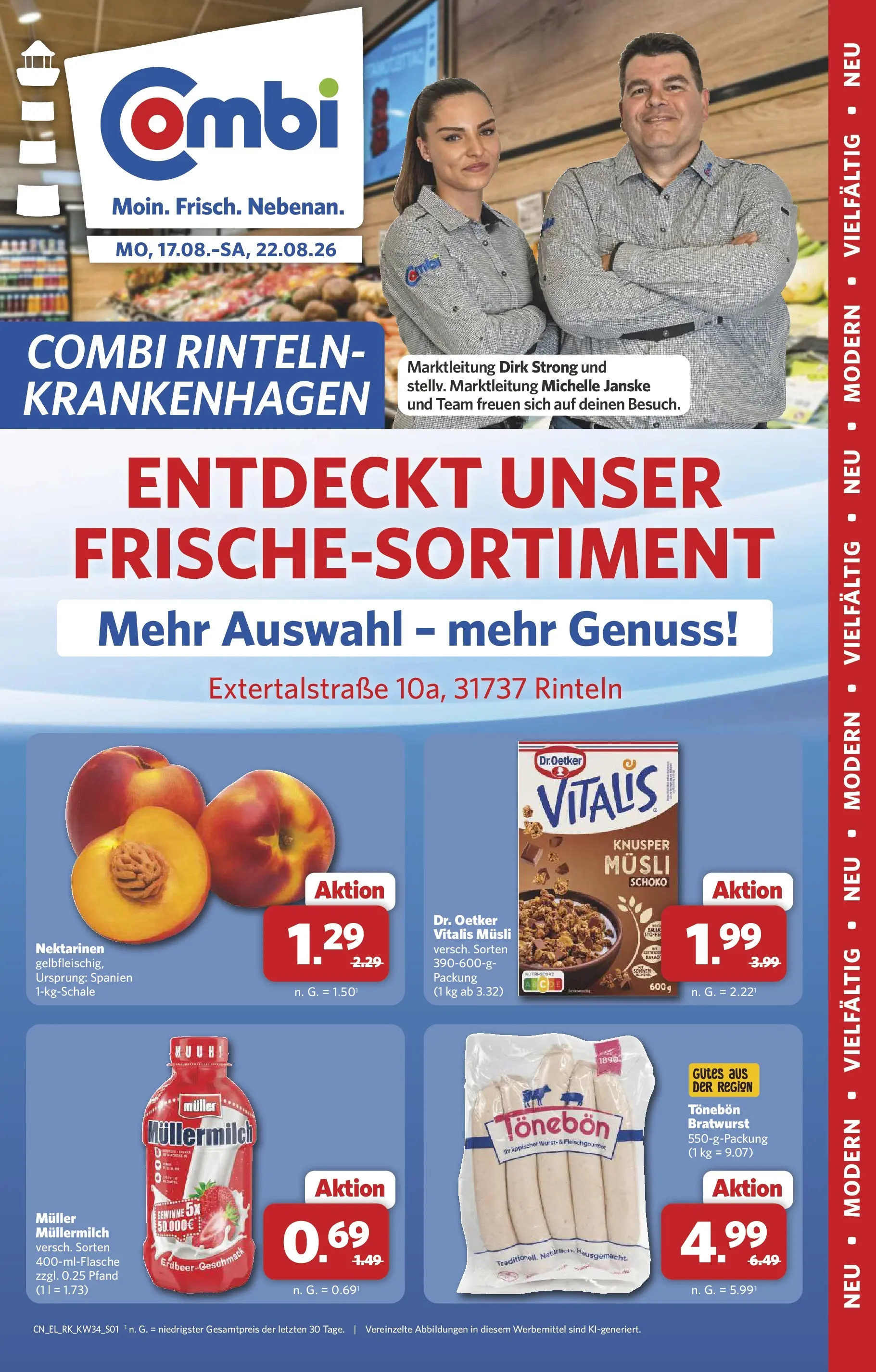 Combi Entdeckt unser Frische-Sortiment Prospekt – von Montag 17.08.2026 bis Samstag 22.08.2026