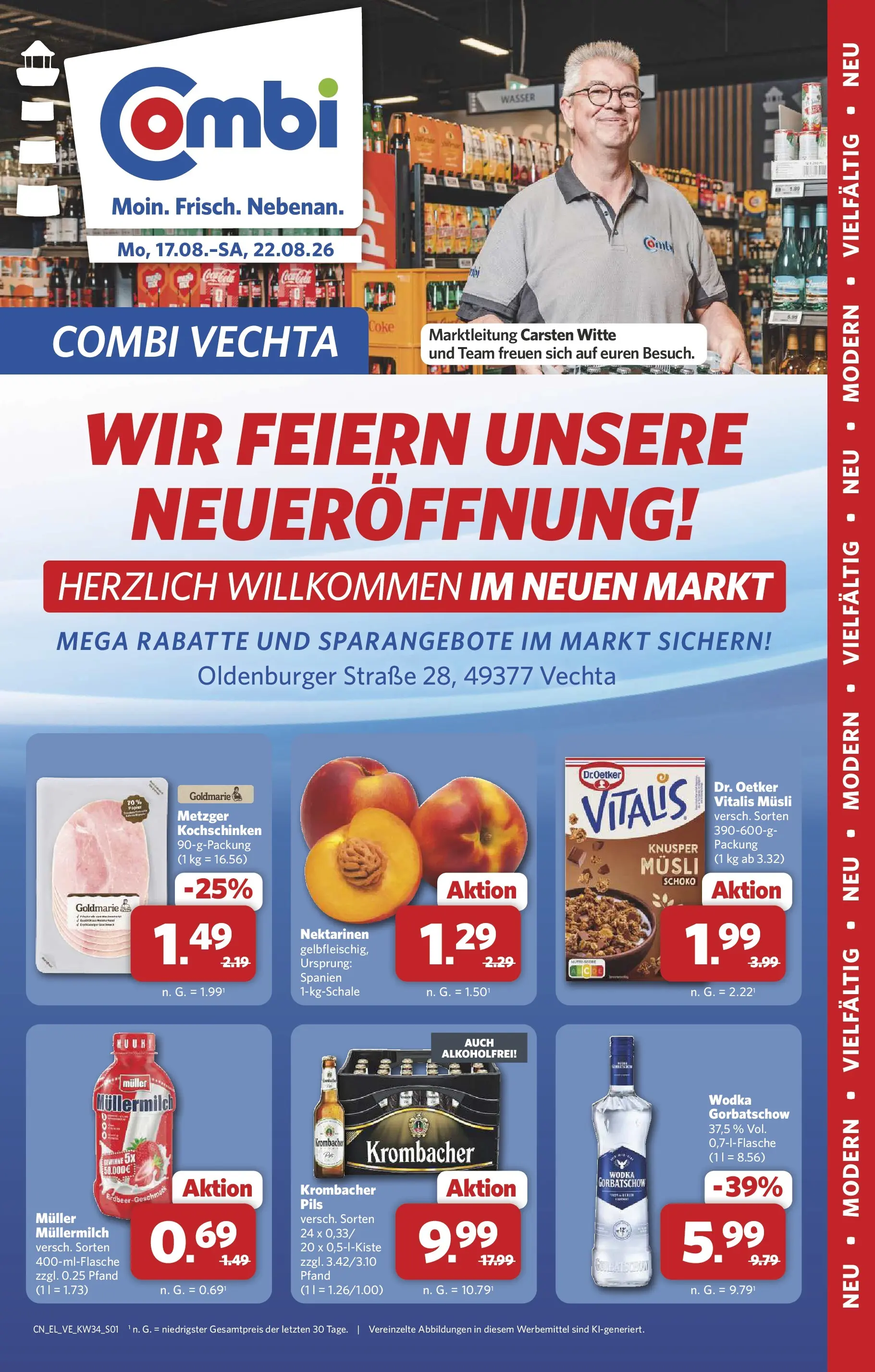 Combi Wir feiern unsere Neueröffnung Prospekt – von Montag 17.08.2026 bis Samstag 22.08.2026