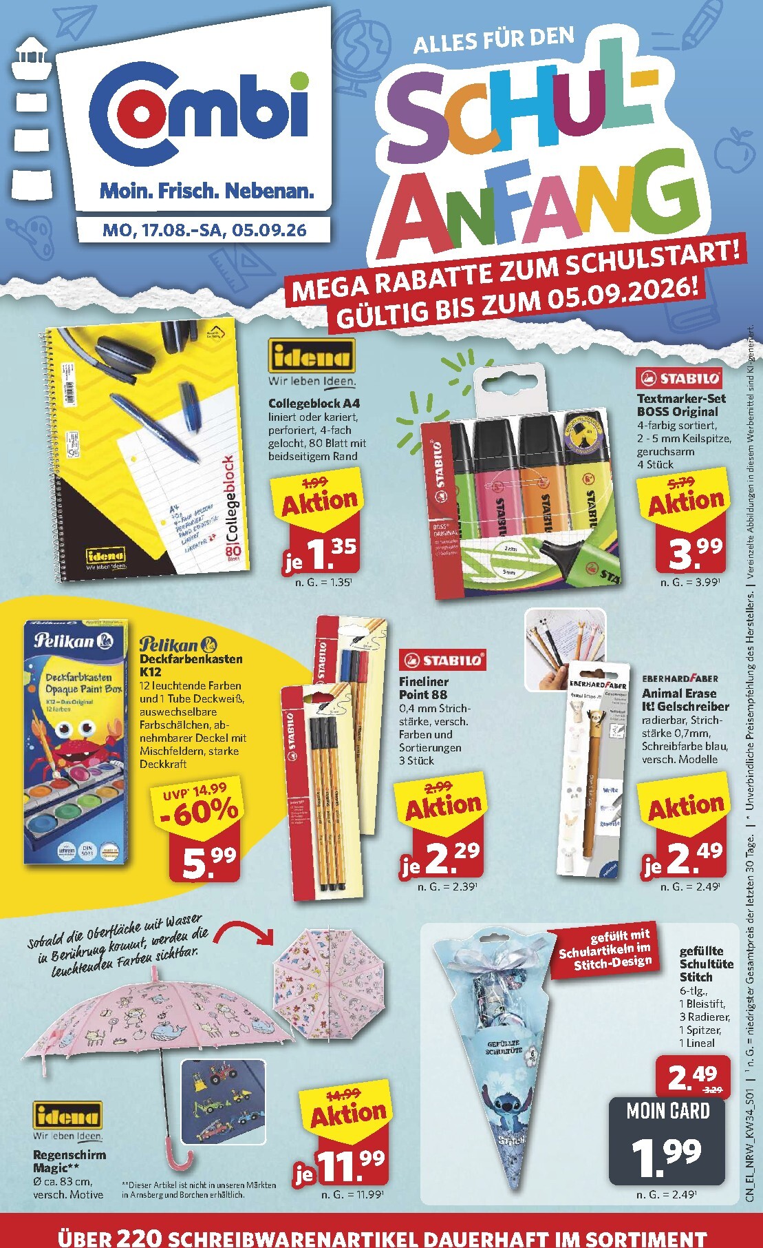 Combi - Schulanfang Prospekt – von Montag 17.08.2026 bis Samstag 05.09.2026