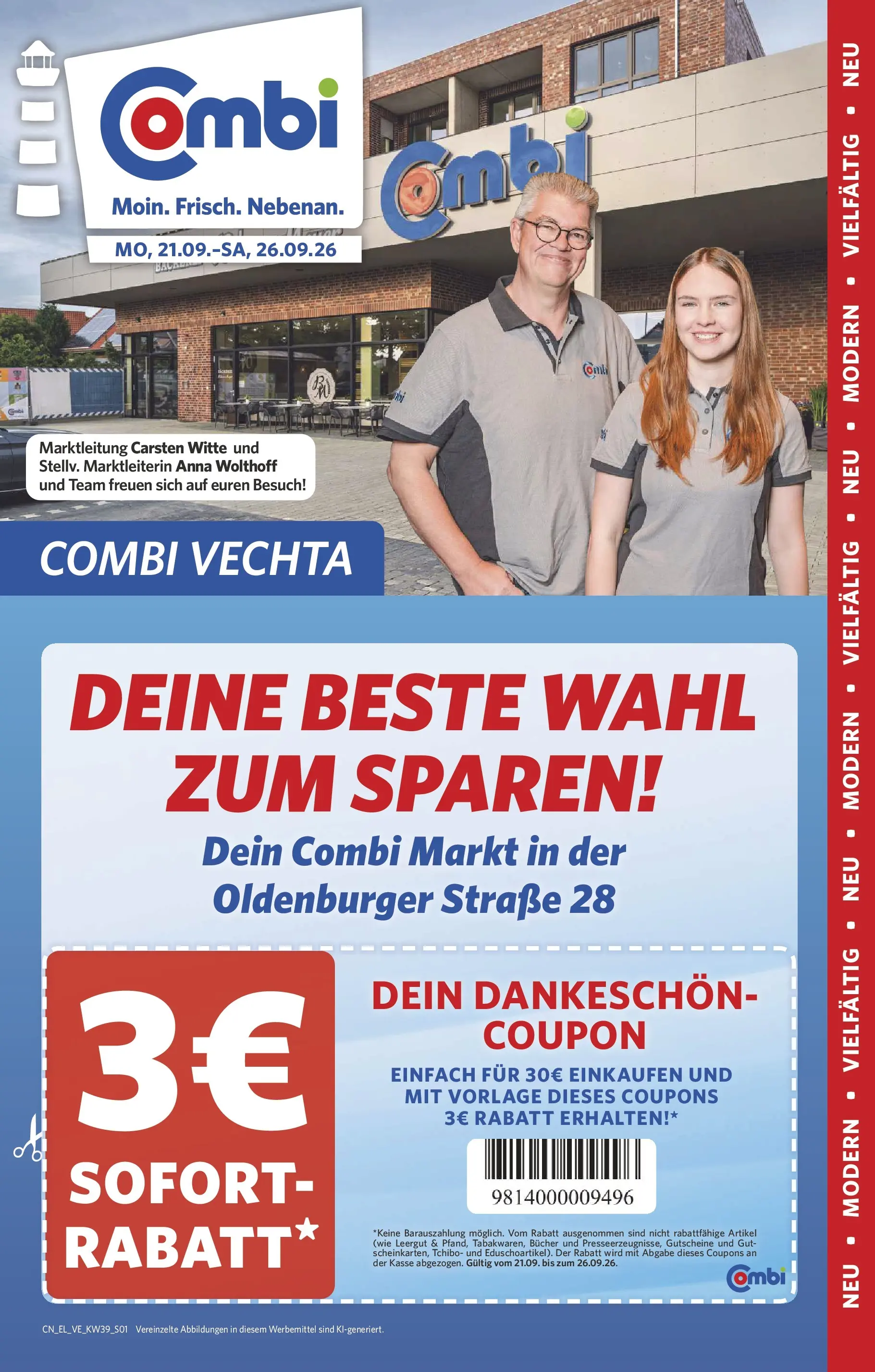 Combi - Coupon Prospekt – von Montag 21.09.2026 bis Samstag 26.09.2026