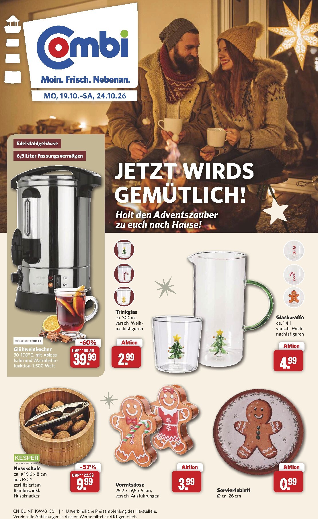 Combi - Jetzt wirds gemütlich Prospekt nächste Woche – von Montag 19.10.2026 bis Samstag 24.10.2026