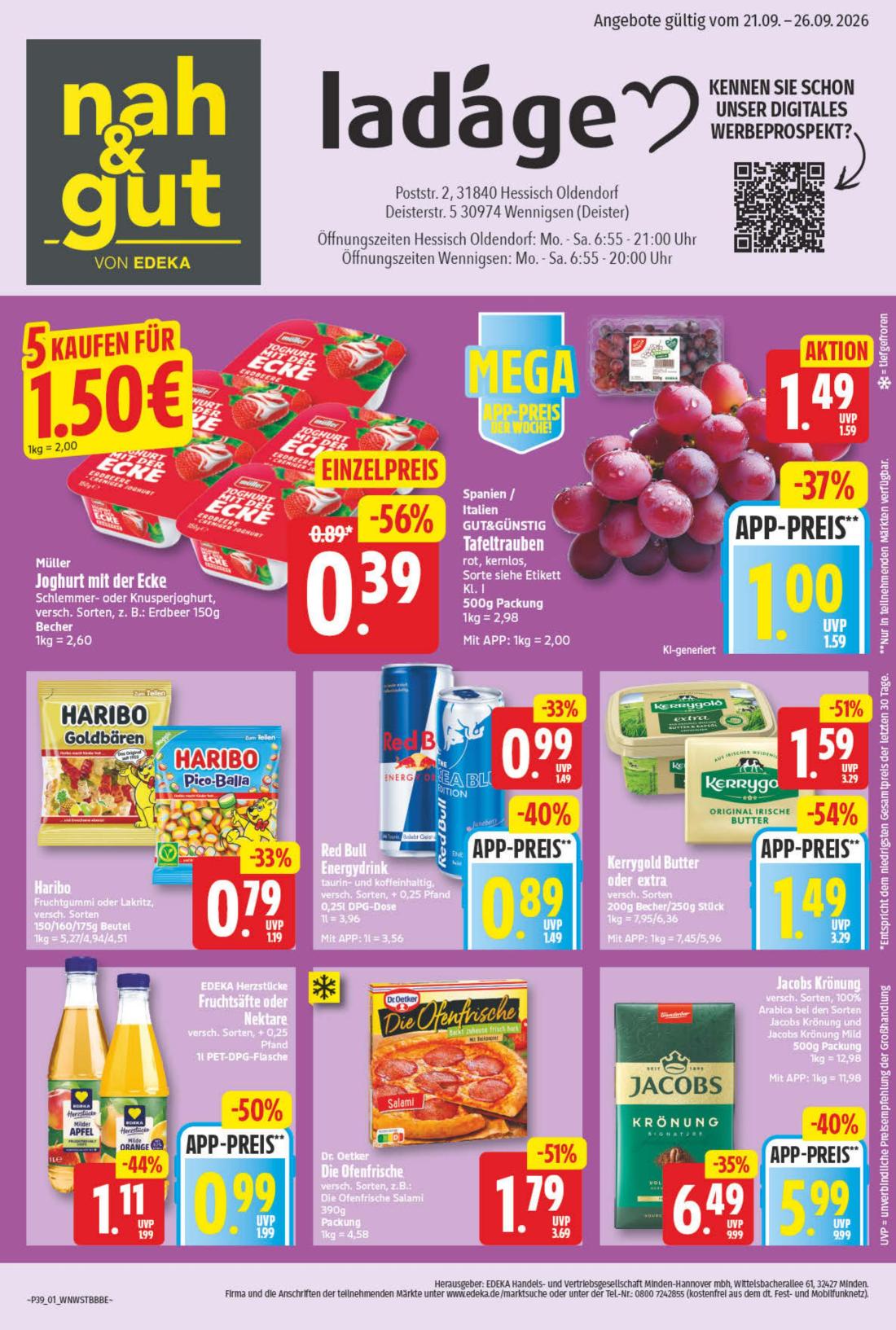 NP - Edeka - Hessisch Oldendorf, Wennigsen Prospekt nächste Woche – von Montag 21.09.2026 bis Samstag 26.09.2026