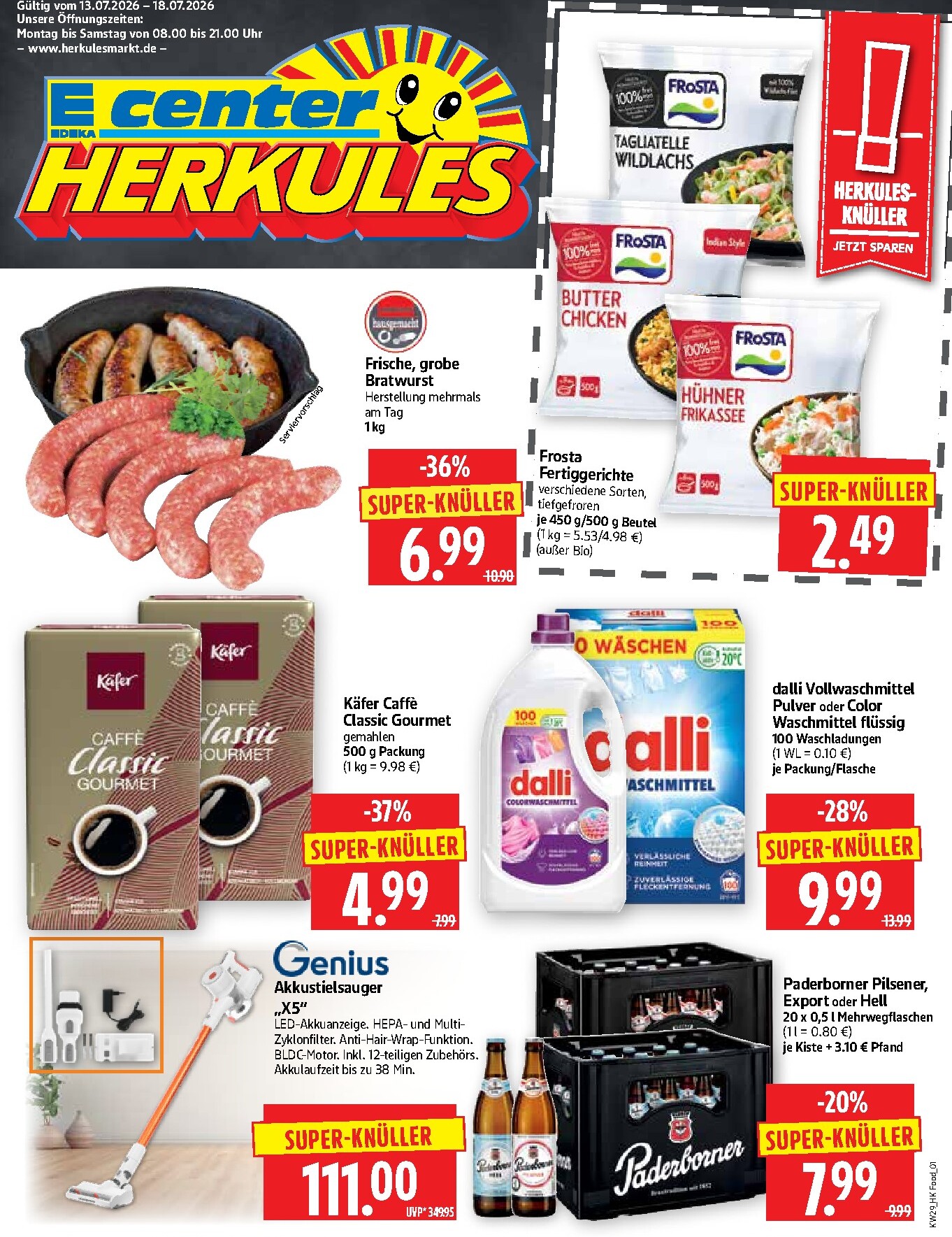 Herkules - Lebensmittel Prospekt nächste Woche – von Montag 13.07.2026 bis Samstag 18.07.2026