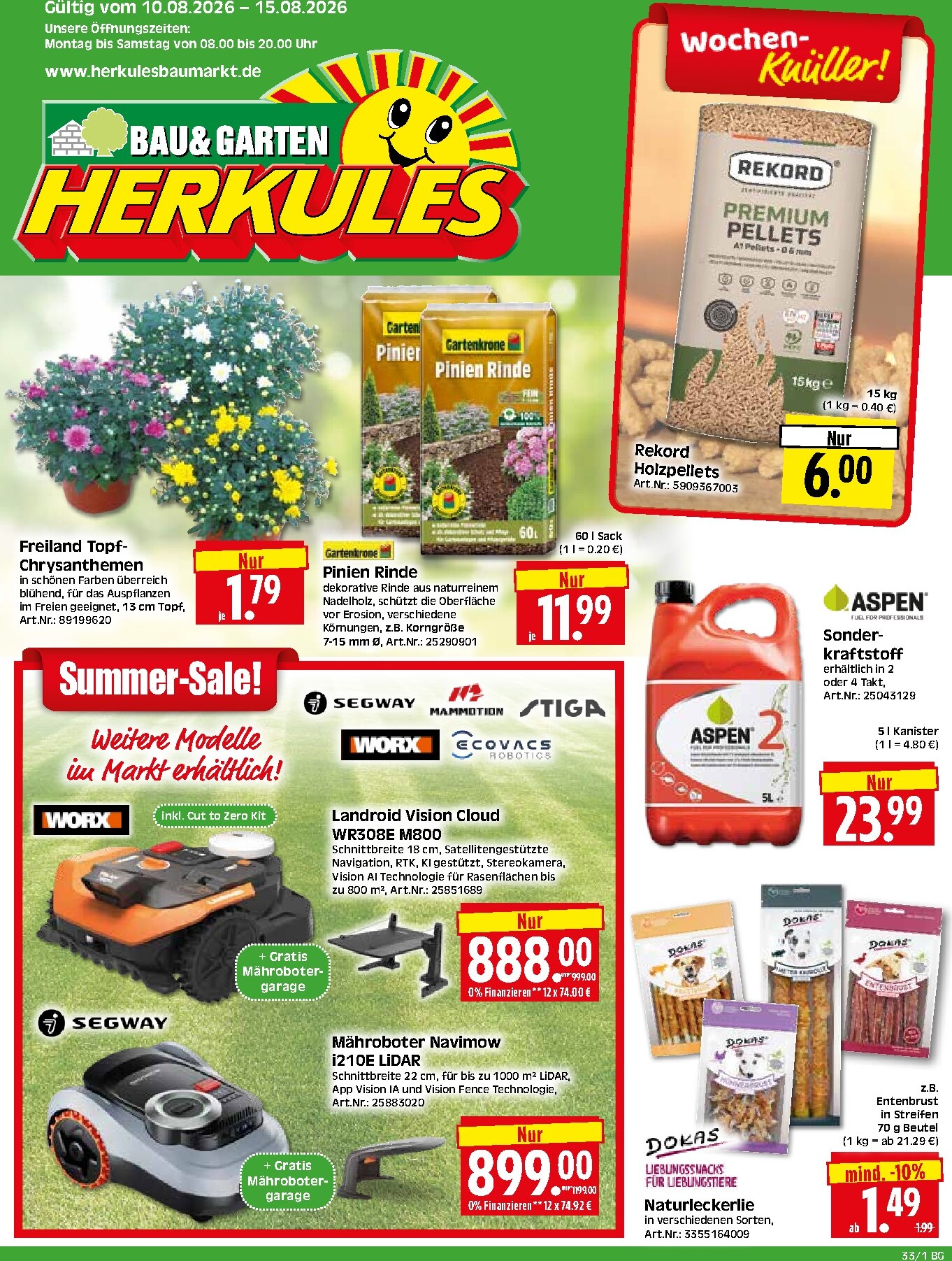Herkules - Bau & Garten Prospekt – von Montag 10.08.2026 bis Samstag 15.08.2026