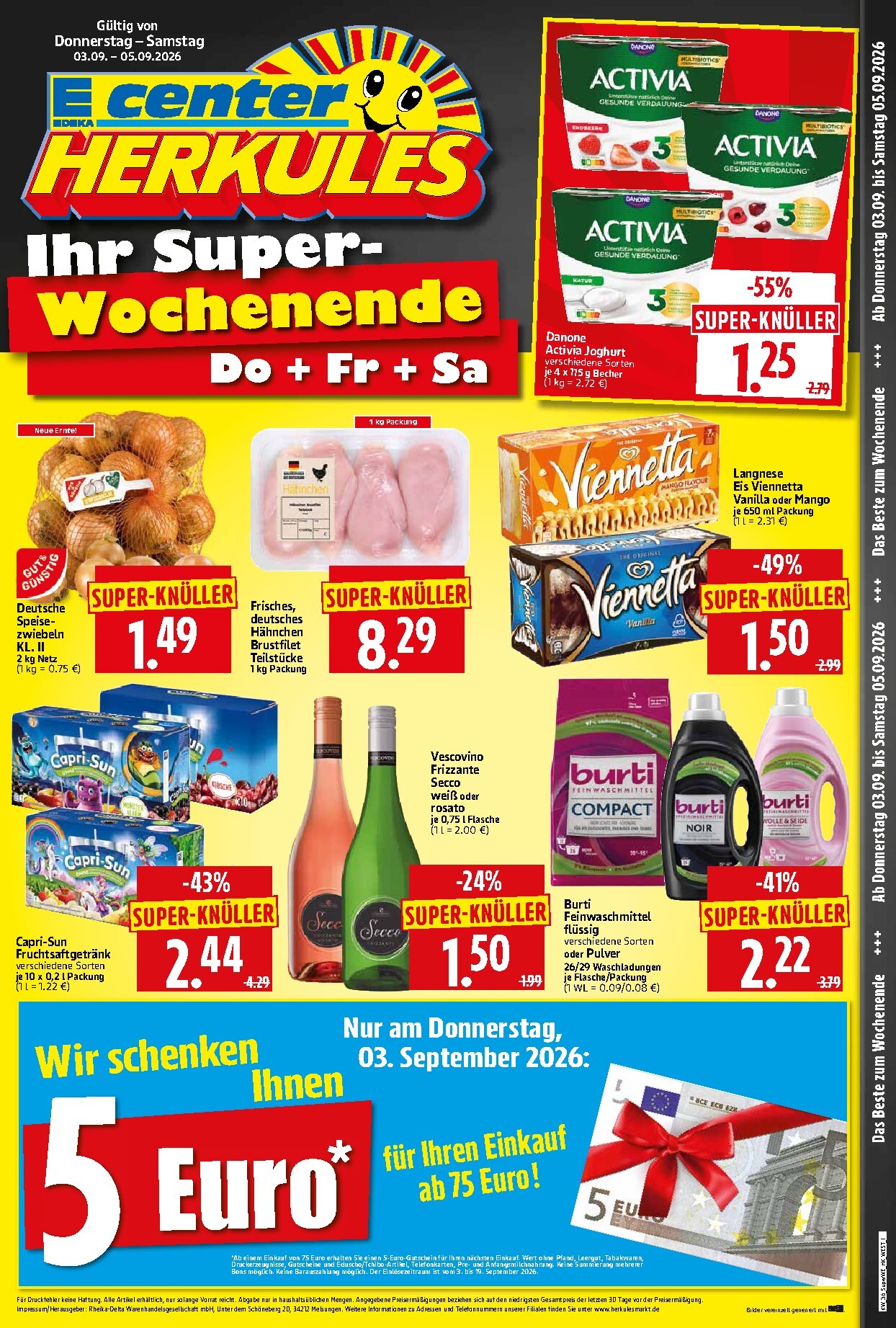 Herkules - Wochenende Prospekt nächste Woche – von Donnerstag 03.09.2026 bis Samstag 05.09.2026
