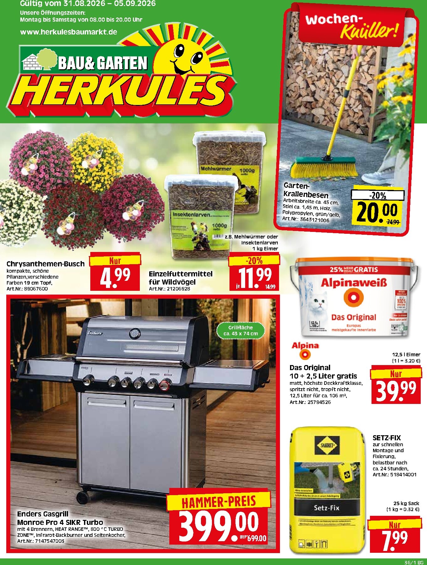 Herkules - Bau & Garten Prospekt nächste Woche – von Montag 31.08.2026 bis Samstag 05.09.2026
