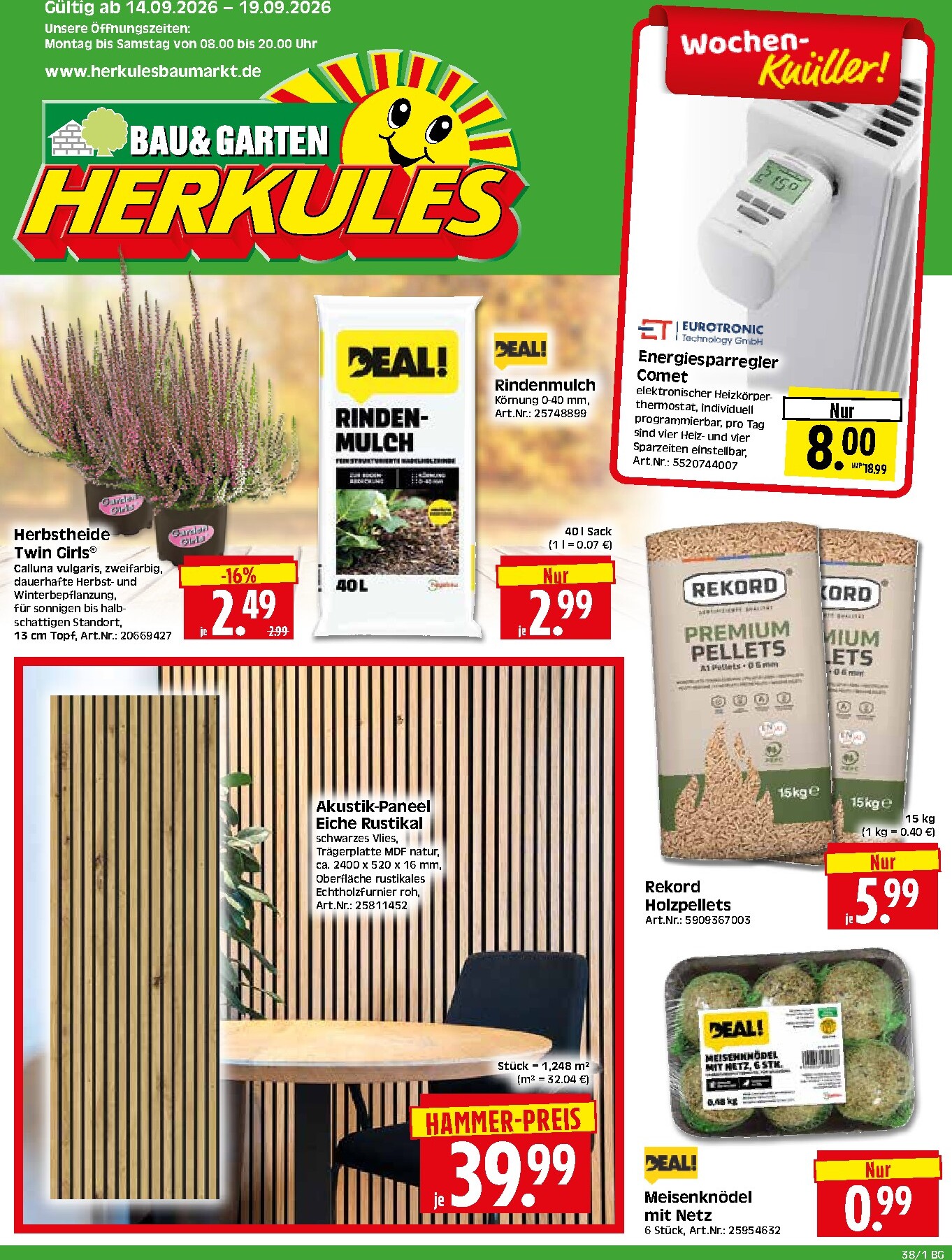 Herkules - Bau & Garten Prospekt nächste Woche – von Montag 14.09.2026 bis Samstag 19.09.2026