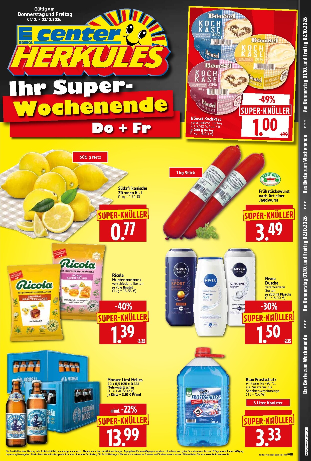 Herkules - Wochenende Prospekt nächste Woche – von Donnerstag 01.10.2026 bis Freitag 02.10.2026