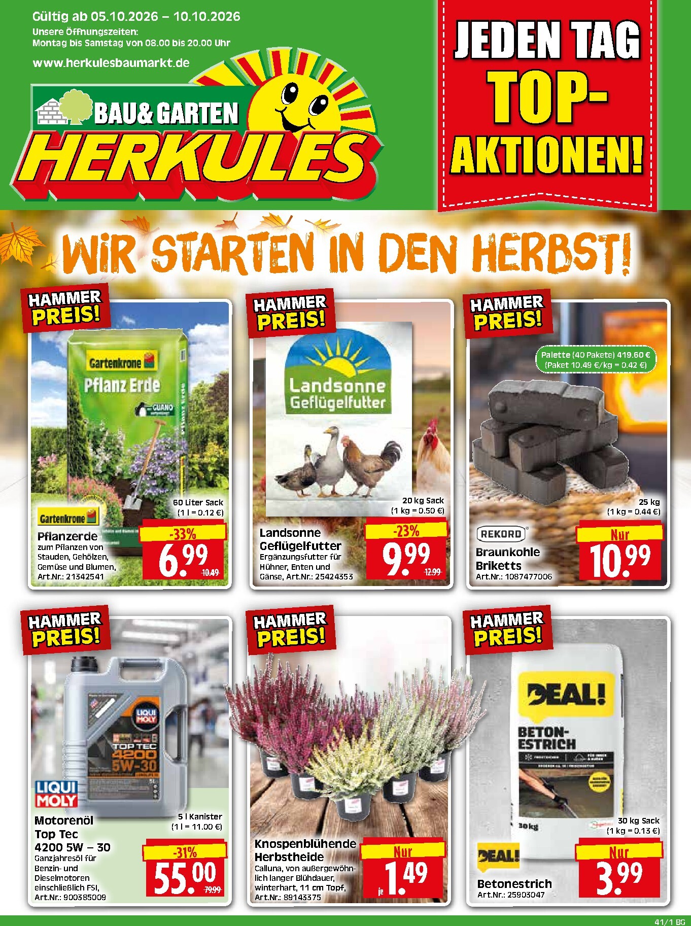 Herkules - Bau & Garten Prospekt nächste Woche – von Montag 05.10.2026 bis Samstag 10.10.2026