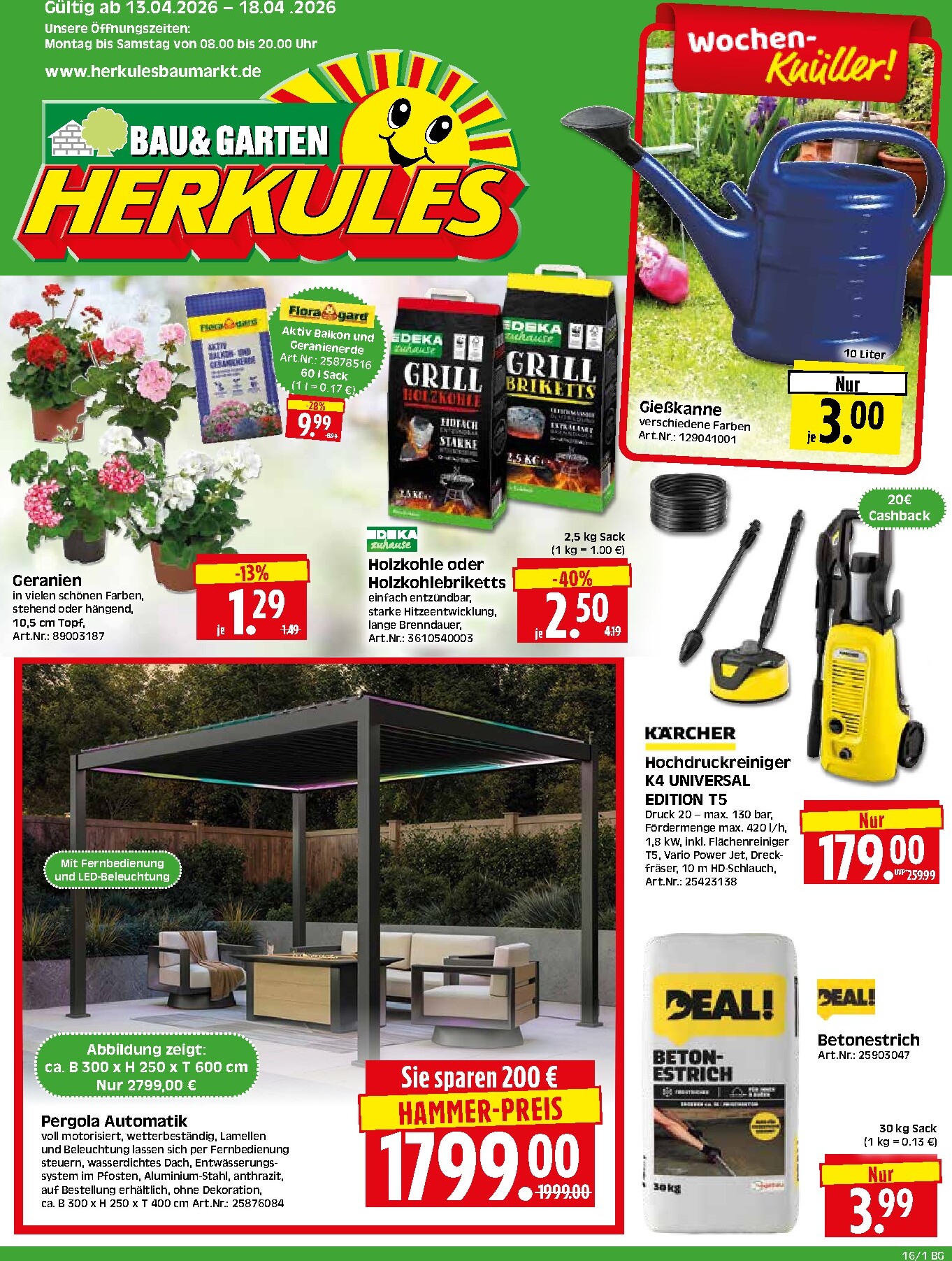 Herkules - Bau & Garten Prospekt nächste Woche – von Montag 13.04.2026 bis Samstag 18.04.2026
