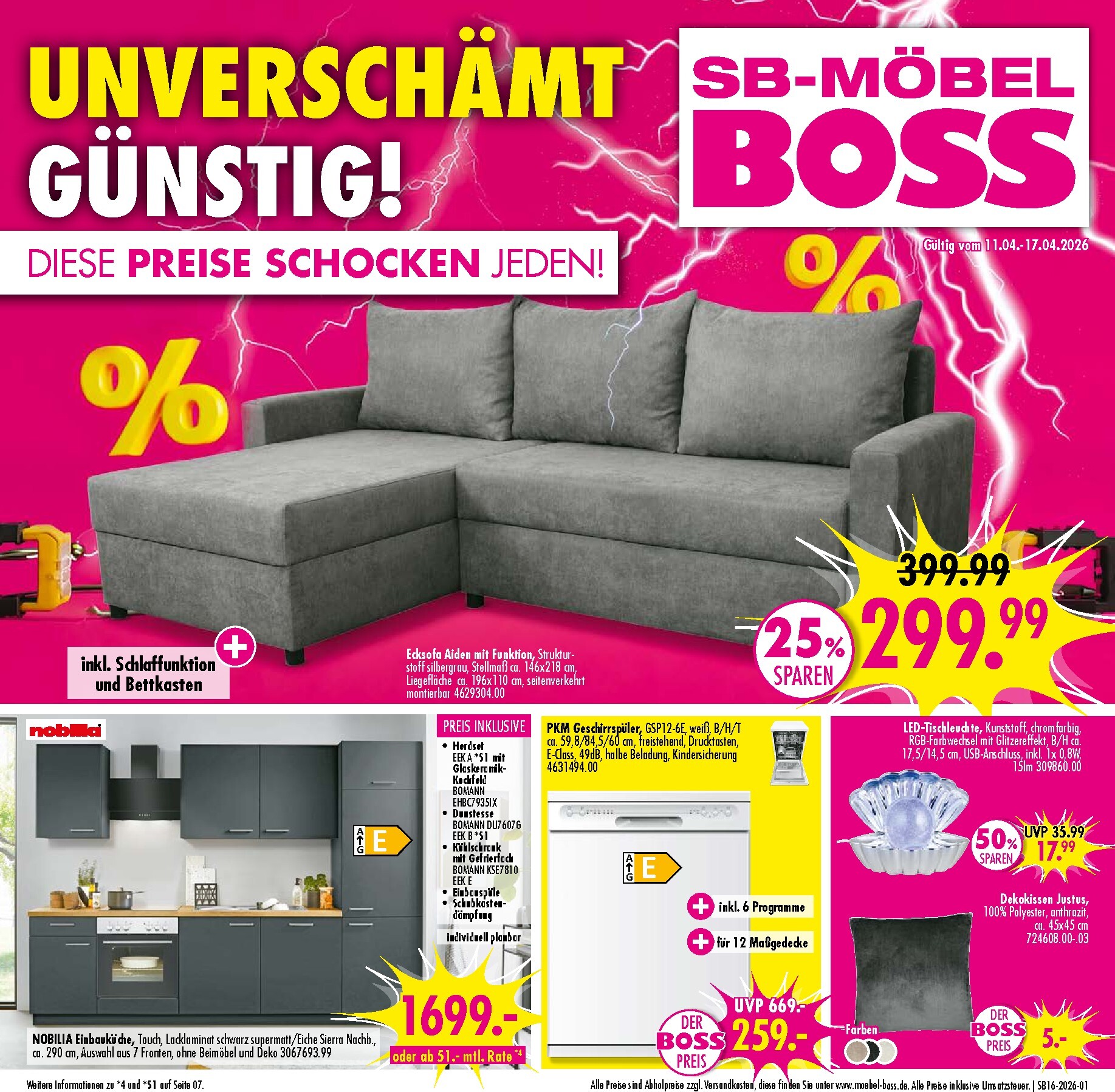 SB Möbel BOSS Prospekt – von Samstag 11.04.2026 bis Freitag 17.04.2026