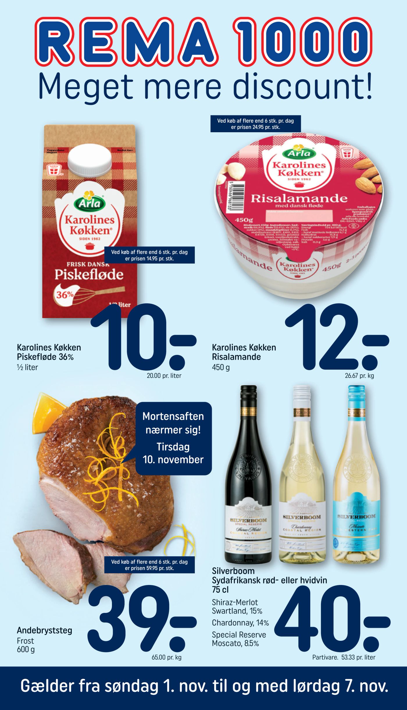 Rema 1000 tilbudsavis for næste uge fra søndag, 01.11.2026 til lørdag, 07.11.2026