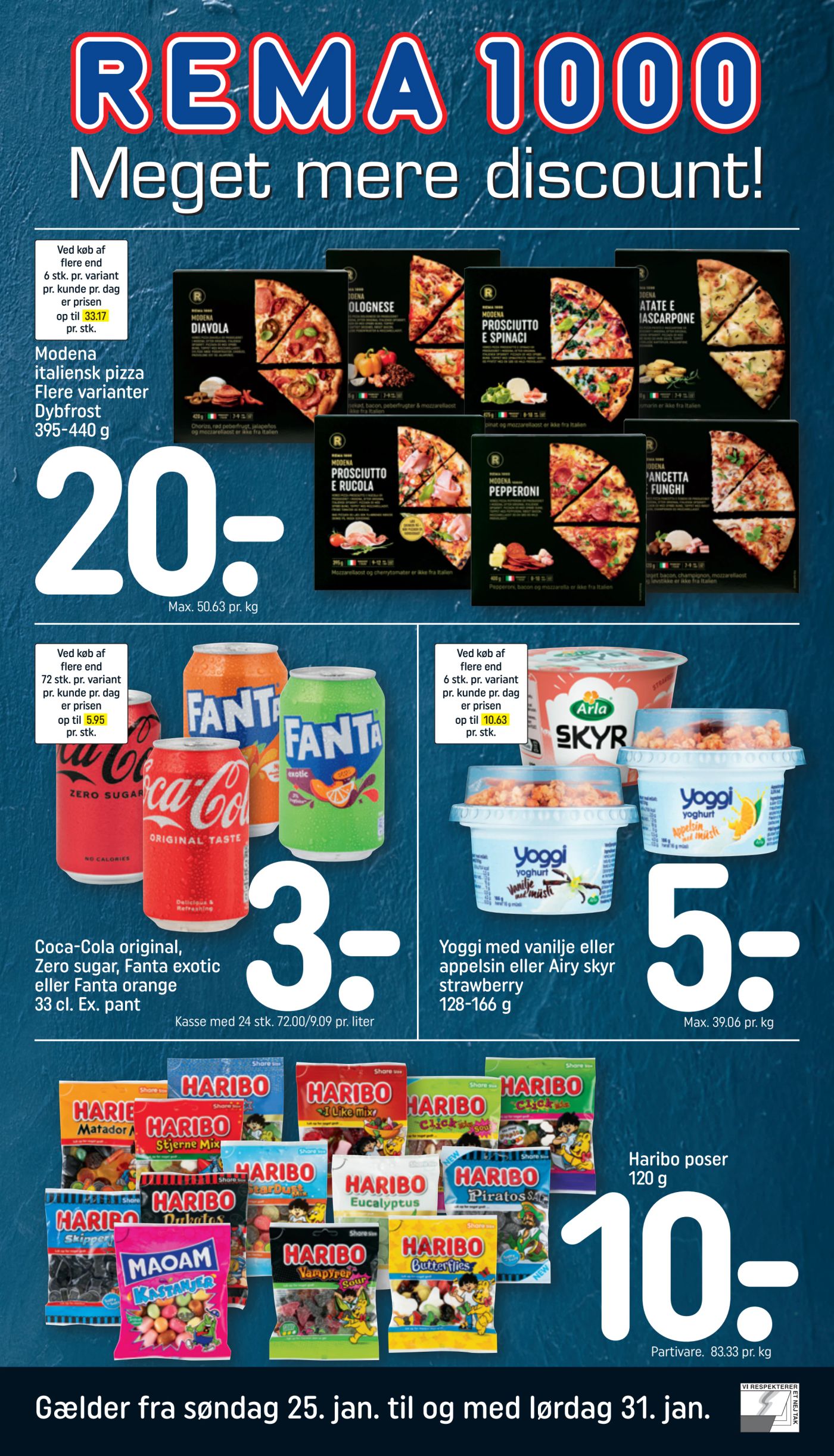 Opdag fantastiske tilbud hos Rema 1000 (Modena pizza 20 kr.), Bilka (Økologiske appelsiner 10 kr.) og LIDL (Coca-Cola 12 kr.) - 2026-01-26 seneste rabatter og tilbud!