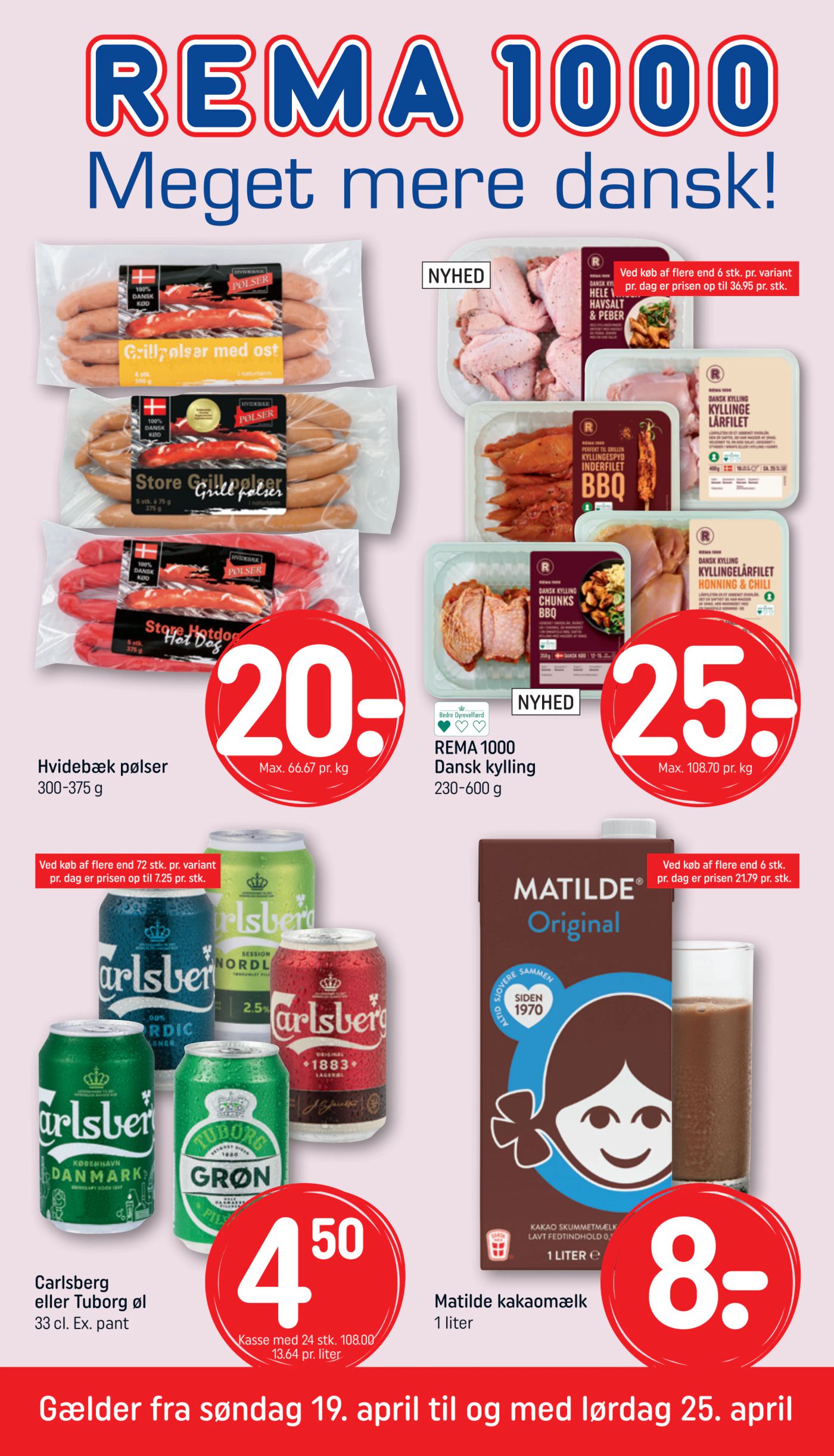 Rema 1000 flyer til næste uge fra søndag 19.04.2026 til lørdag 25.04.2026