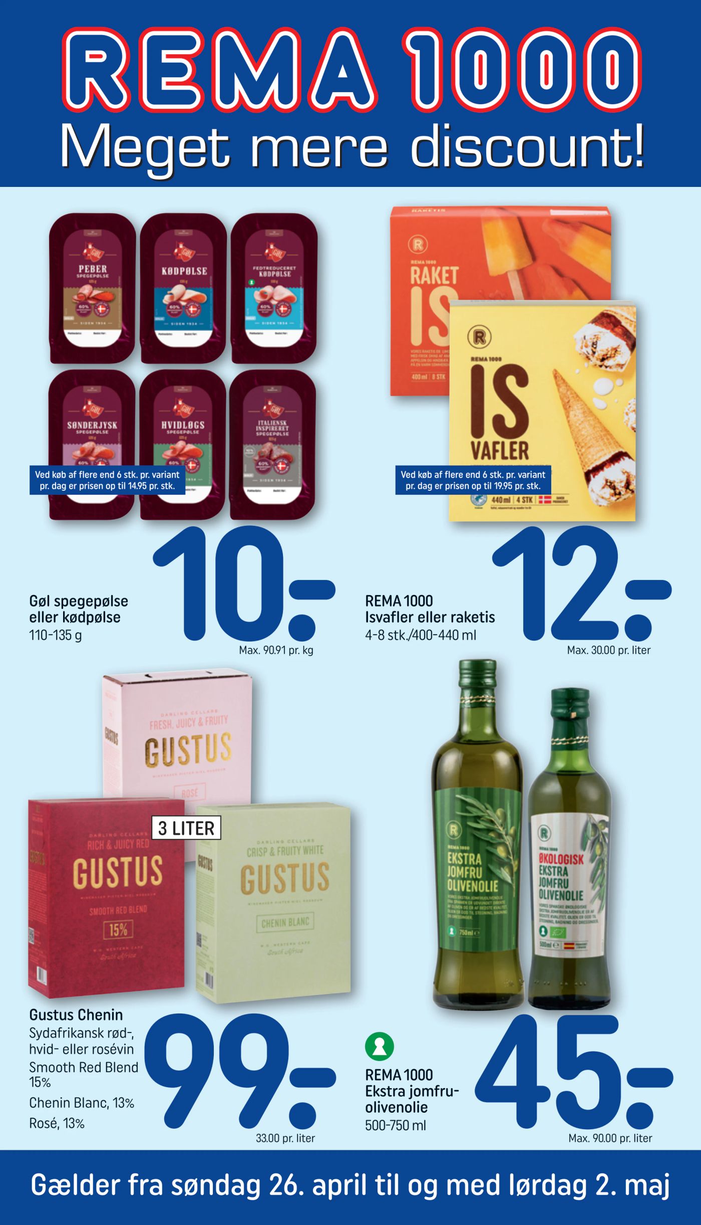 Rema 1000 flyer til næste uge fra søndag 26.04.2026 til lørdag 02.05.2026