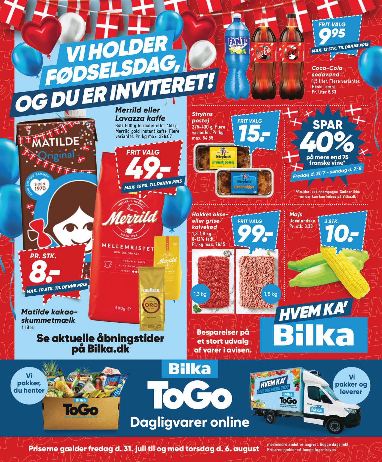 Bilka tilbudsavis for næste uge fra fredag, 31.07.2026 til torsdag, 06.08.2026