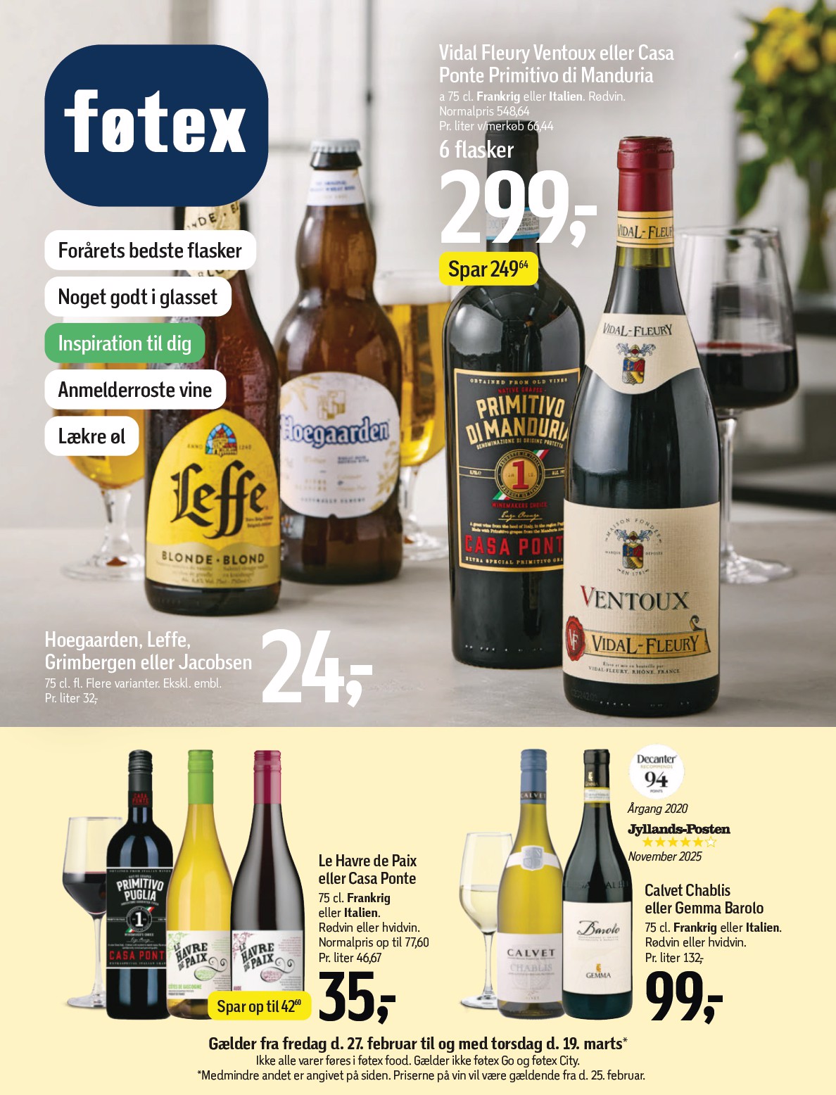 Føtex - Forårets bedste flasker tilbudsavis gyldig fra 27.02.2026 til 19.03.2026