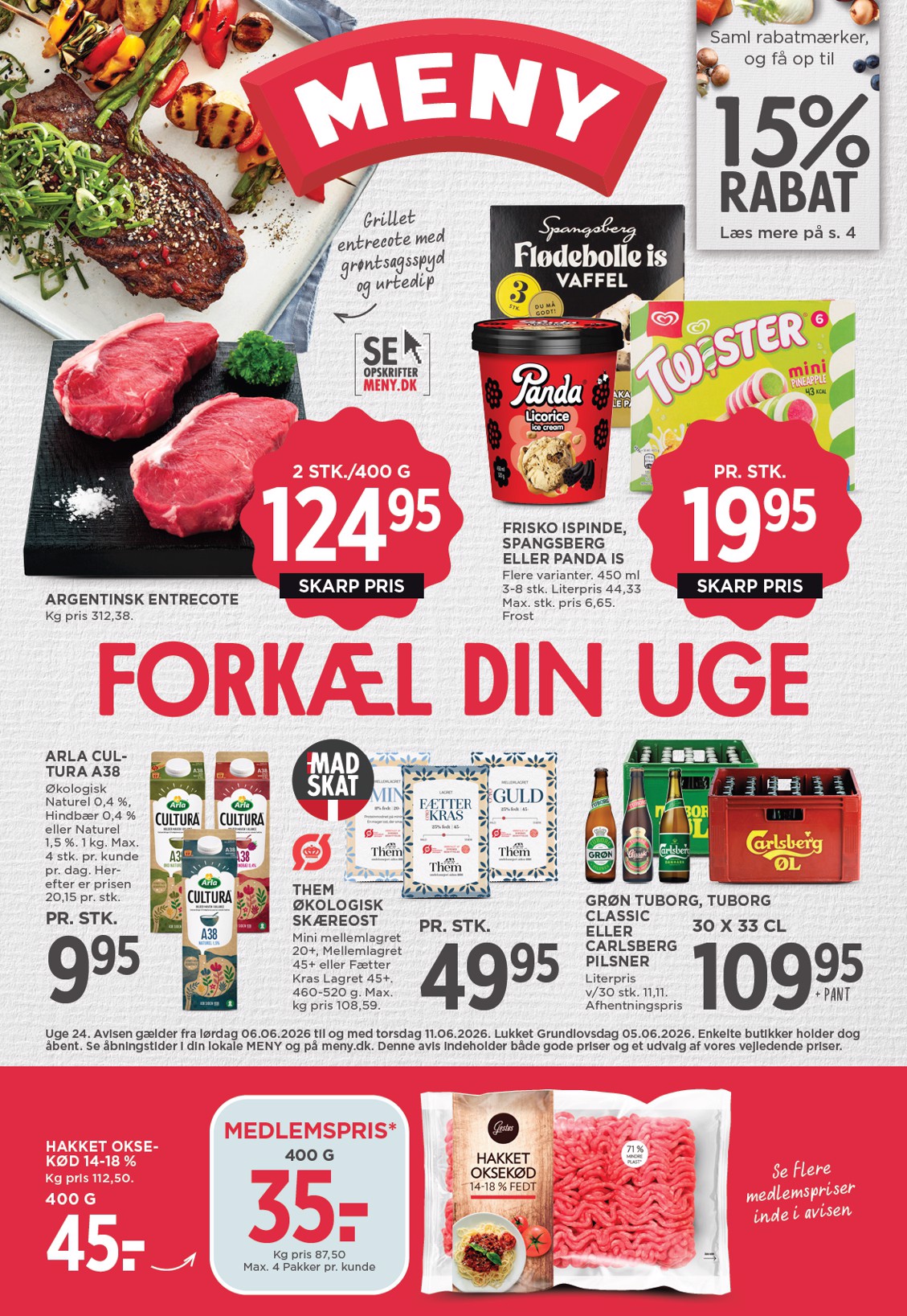 Meny tilbudsavis for næste uge fra lørdag, 06.06.2026 til torsdag, 11.06.2026