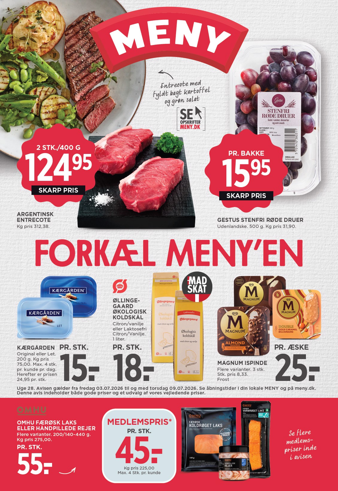 Meny tilbudsavis for næste uge fra fredag, 03.07.2026 til torsdag, 09.07.2026