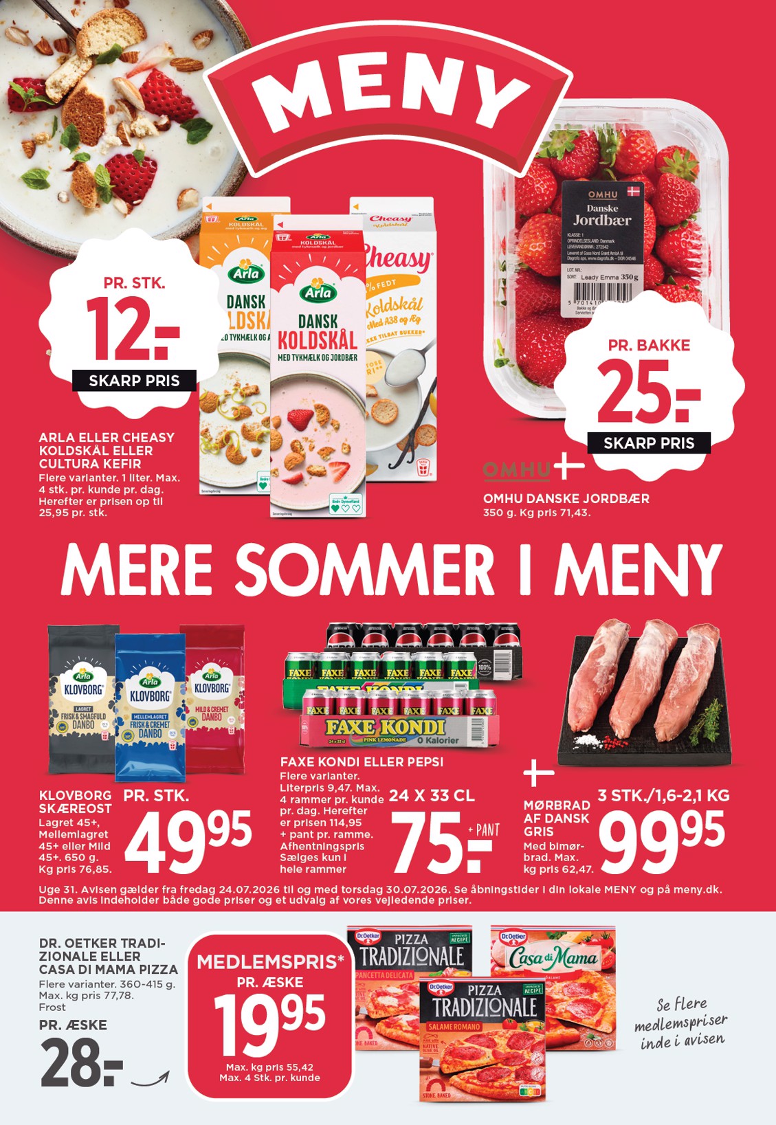 Meny tilbudsavis for næste uge fra fredag, 24.07.2026 til torsdag, 30.07.2026