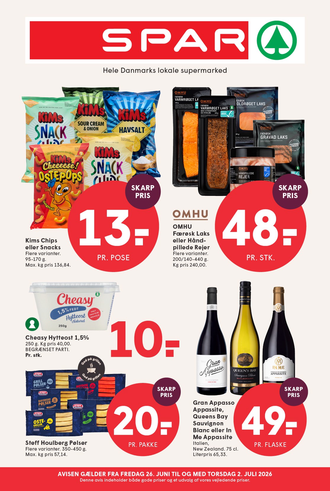 Spar tilbudsavis for næste uge fra fredag, 26.06.2026 til torsdag, 02.07.2026