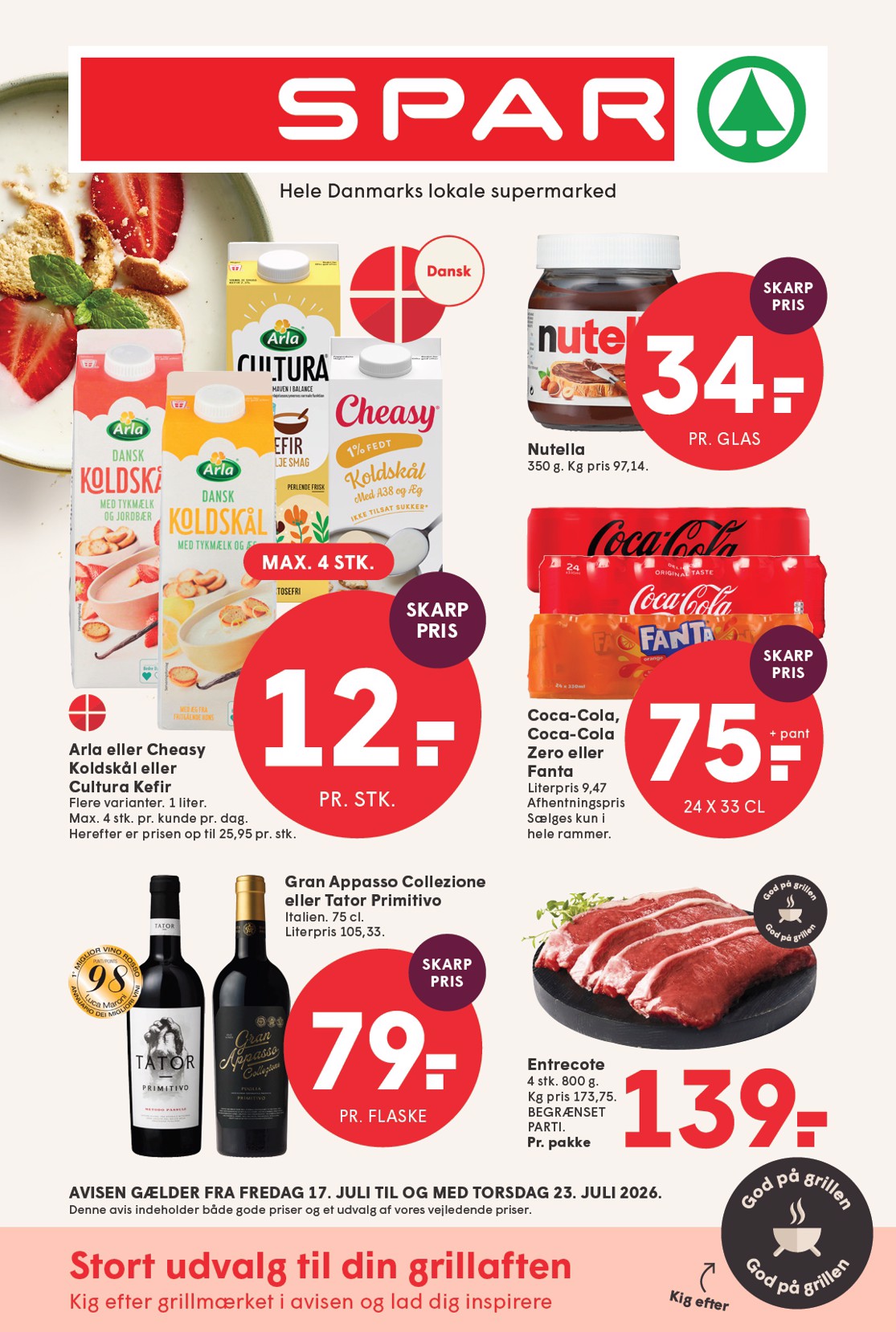 Spar tilbudsavis for næste uge fra fredag, 17.07.2026 til torsdag, 23.07.2026