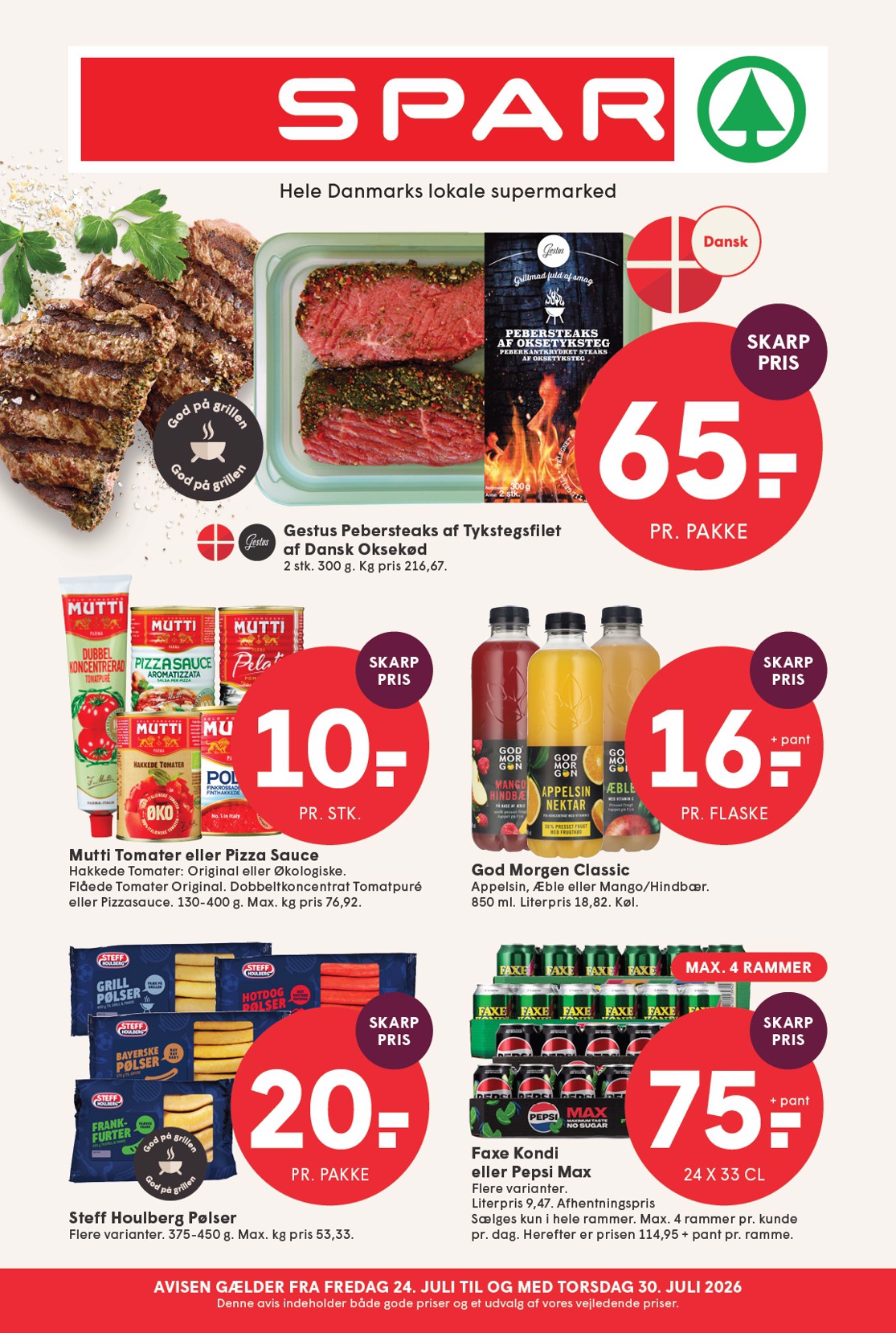 Spar tilbudsavis for næste uge fra fredag, 24.07.2026 til torsdag, 30.07.2026