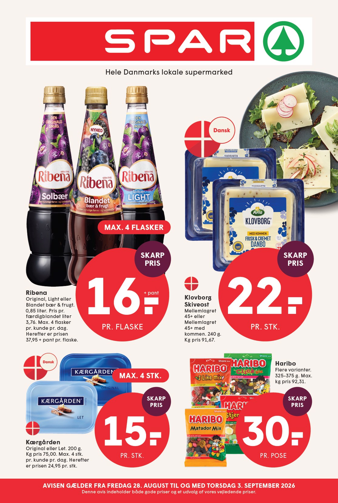 Spar tilbudsavis for næste uge fra fredag, 28.08.2026 til torsdag, 03.09.2026