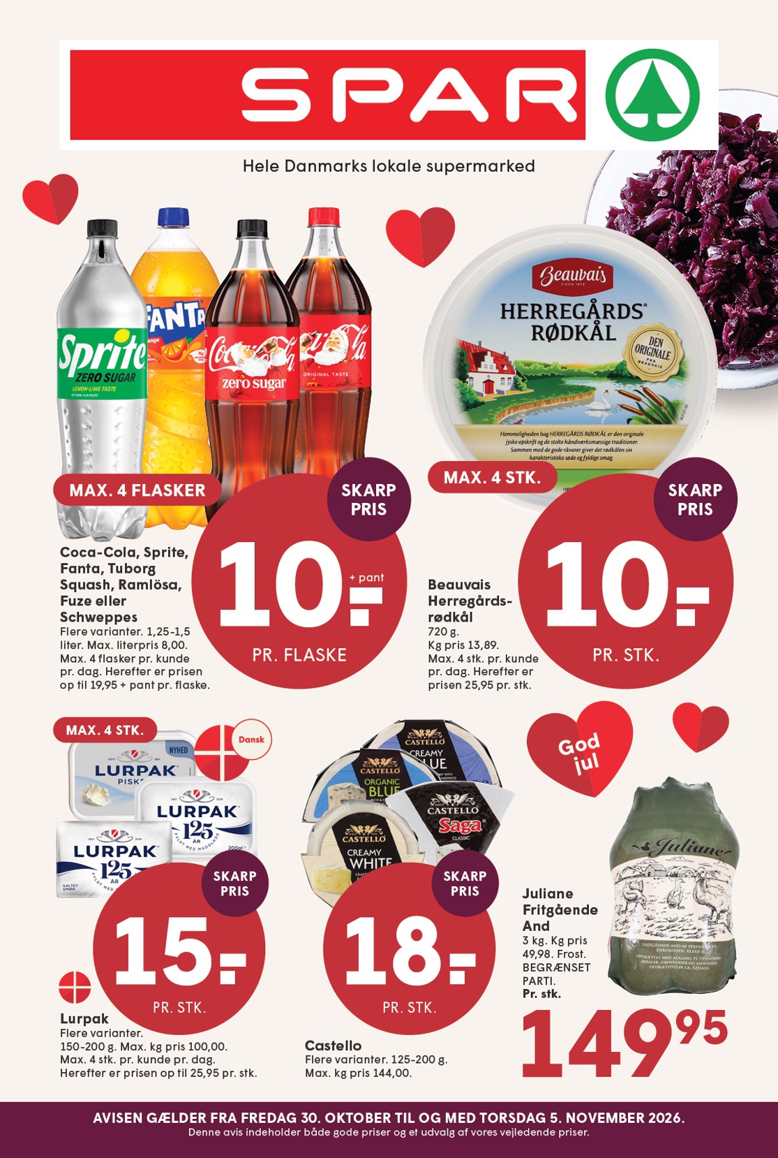 Spar tilbudsavis for næste uge fra fredag, 30.10.2026 til torsdag, 05.11.2026