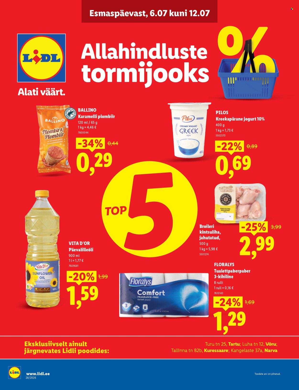 Lidl kliendileht - Allahindluste tormijooks (6.07 - 12.07.2026)