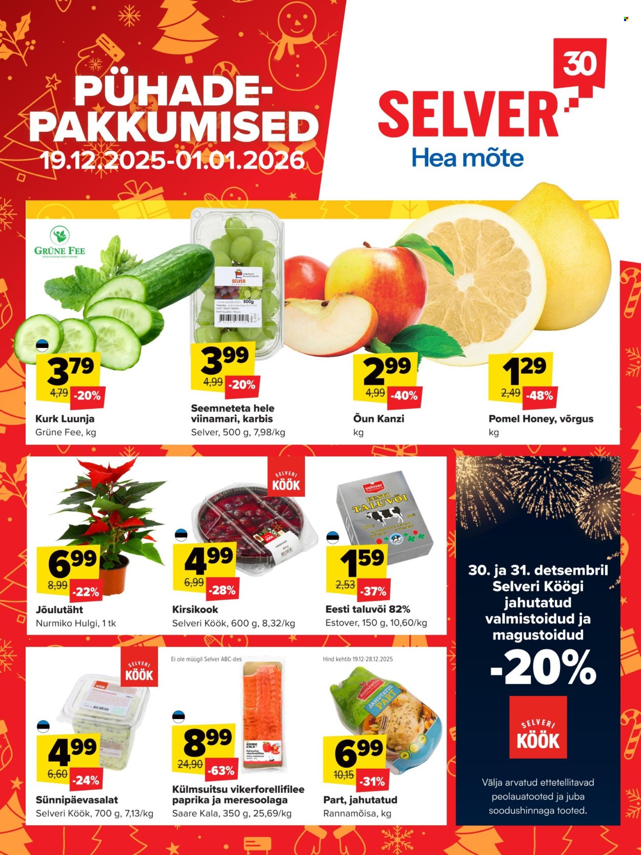 Parimad pakkumised Lidlil, Coopil ja Selveril: Nädalavahetuse mango 0.99 €, forellifilee -25% ja õun Kanzi -40% - 2025-12-31 soodustused ja kampaaniad