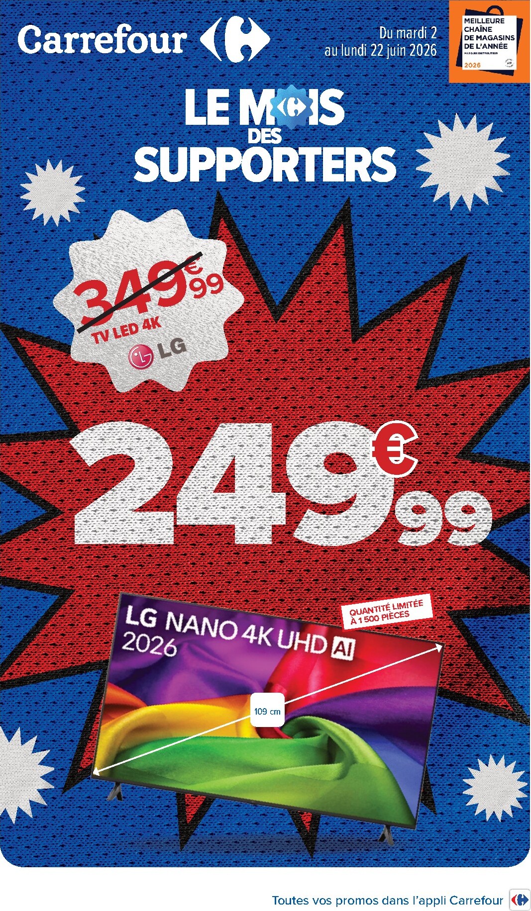Current Carrefour - Le Mois Des Supporters leaflet valid from du mardi 02/06/2026 to du lundi 22/06/2026