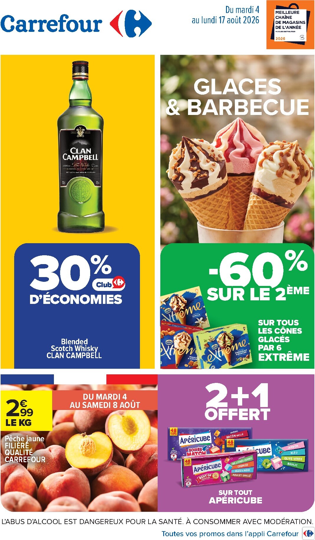 Flyer Carrefour - Glaces & Barbecue pour la semaine prochaine du du mardi 04/08/2026 au du lundi 17/08/2026