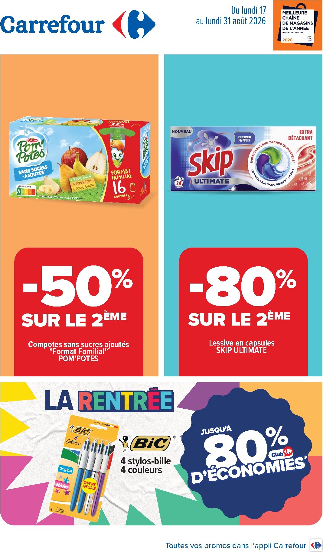 Flyer Carrefour pour la semaine prochaine du du lundi 17/08/2026 au du lundi 31/08/2026