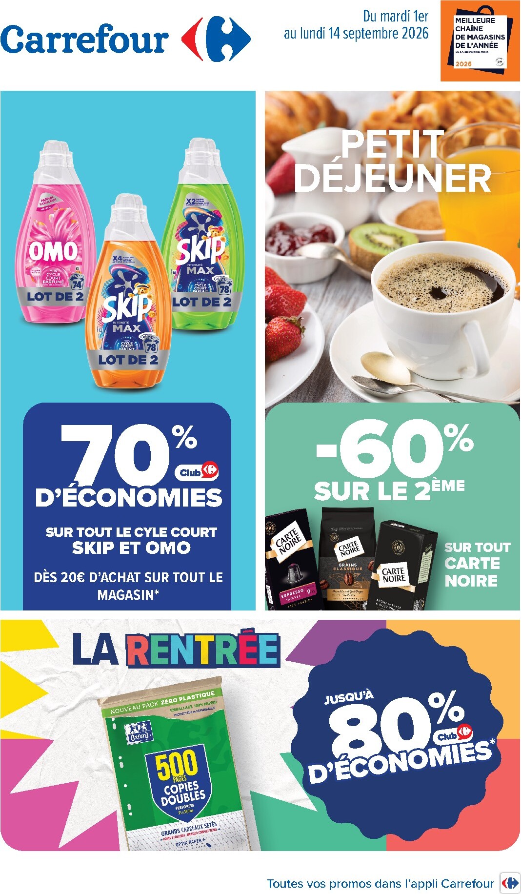 Flyer Carrefour - Petit Dejeuner pour la semaine prochaine du du mardi 01/09/2026 au du lundi 14/09/2026