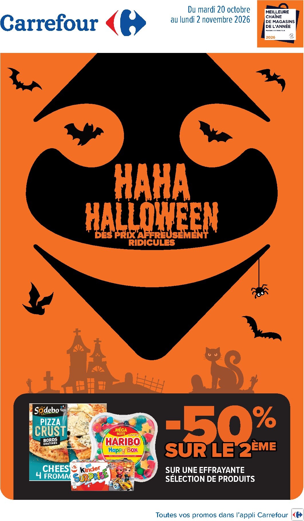 Flyer Carrefour - Halloween pour la semaine prochaine du du mardi 20/10/2026 au du lundi 02/11/2026