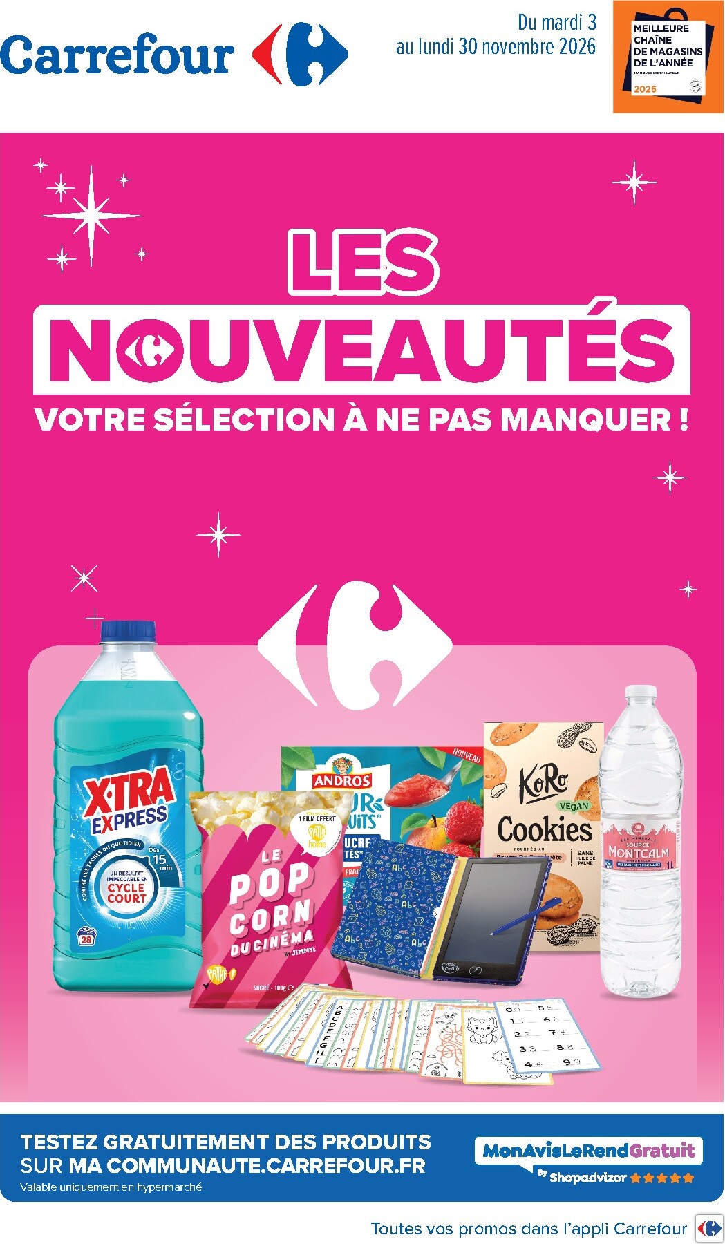 Flyer Carrefour - Les nouveautés pour la semaine prochaine du du mardi 03/11/2026 au du lundi 30/11/2026