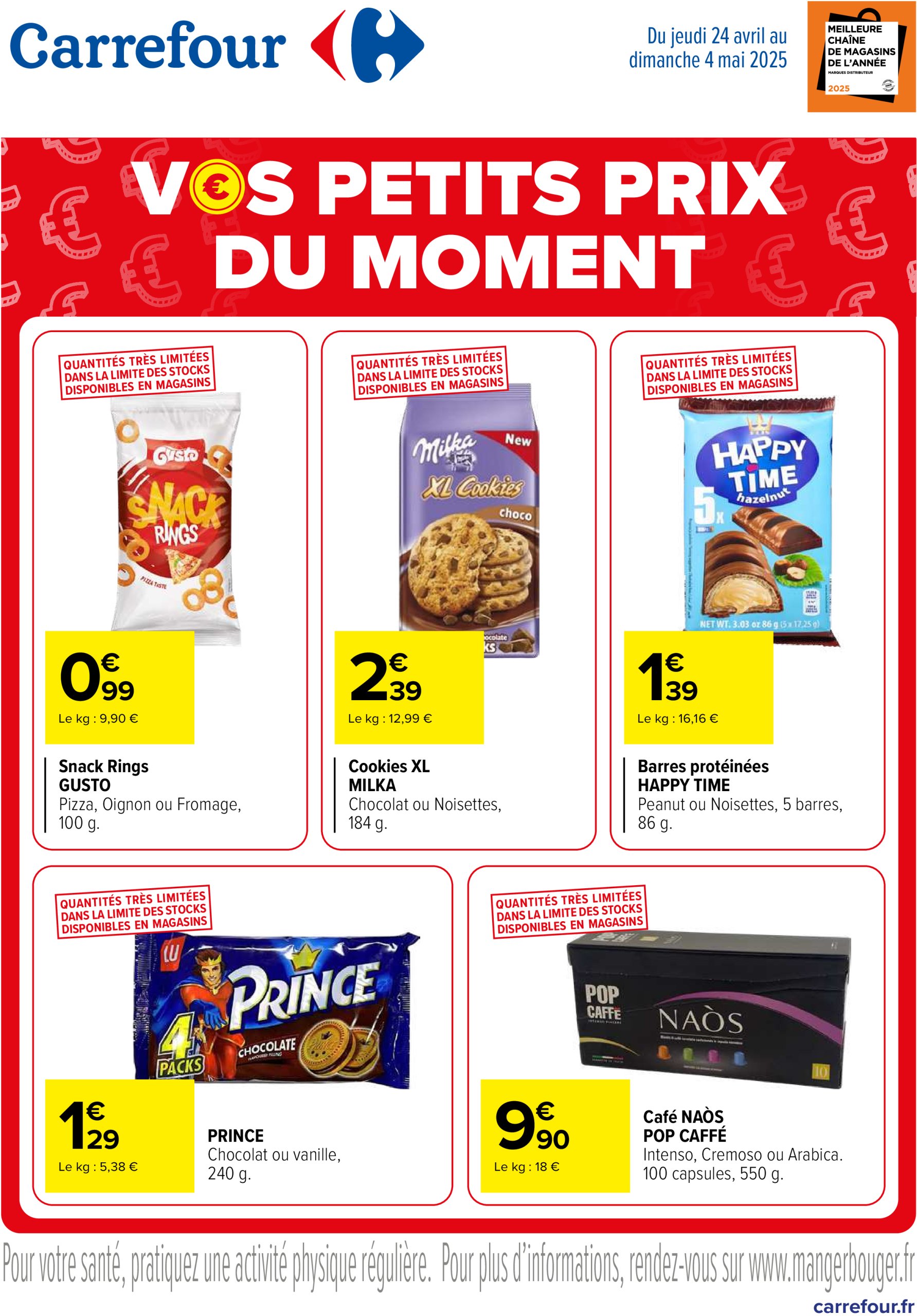 Découvrez les offres sensationnelles : Carrefour avec des Snack Rings à moins de 1€, des fraises alléchantes chez LIDL, et les asperges bio d'Auchan ! Aujourd'hui 30 avril 2025, dernières promotions et réductions !