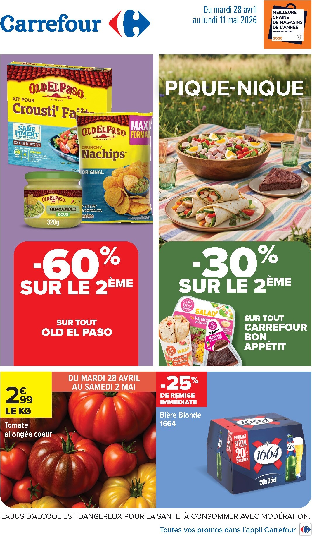 Flyer Carrefour - Pique-Nique pour la semaine prochaine du du mardi 28/04/2026 au du lundi 11/05/2026