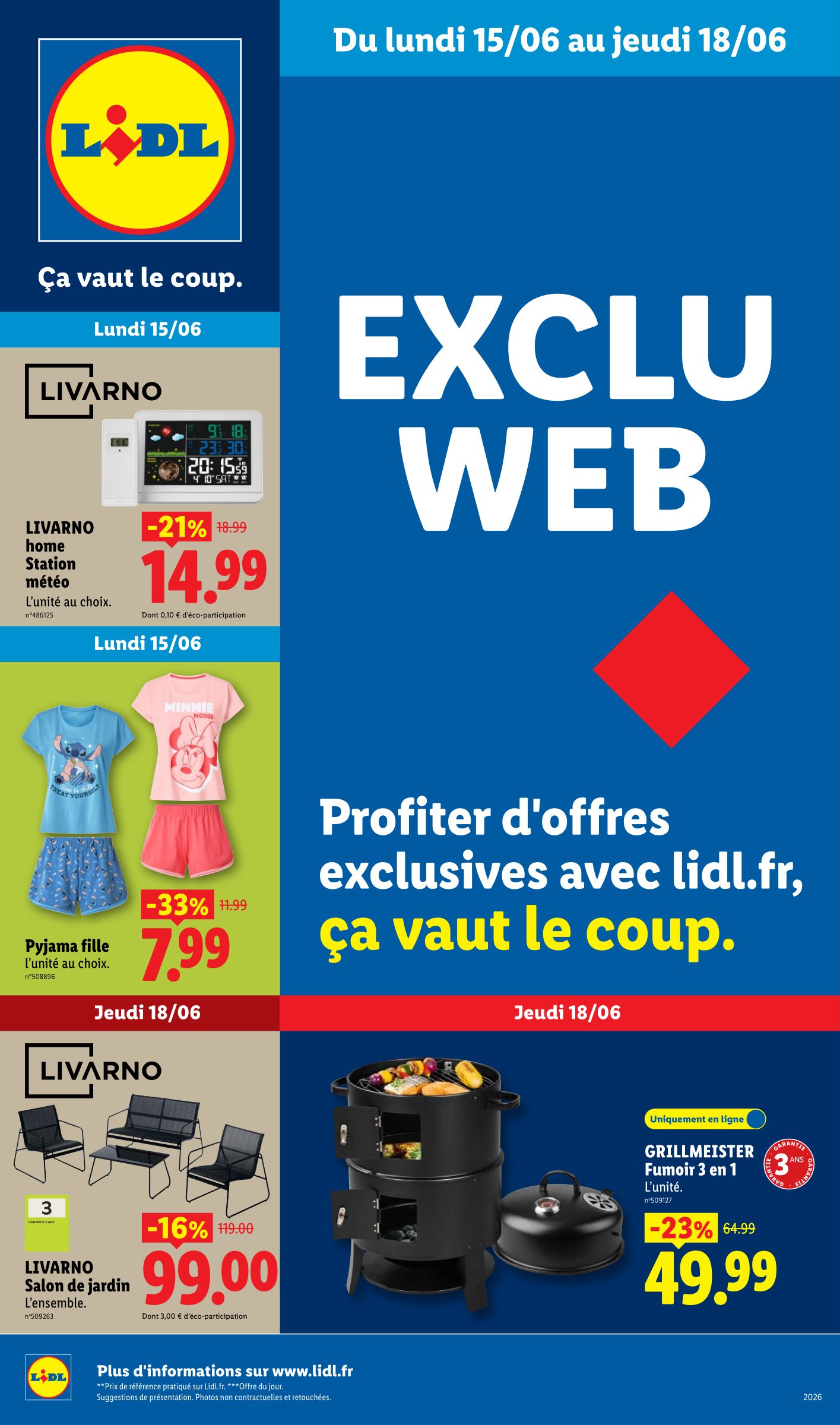 Current Lidl - Exclus Web leaflet valid from du lundi 15/06/2026 to de jeudi 18/06/2026