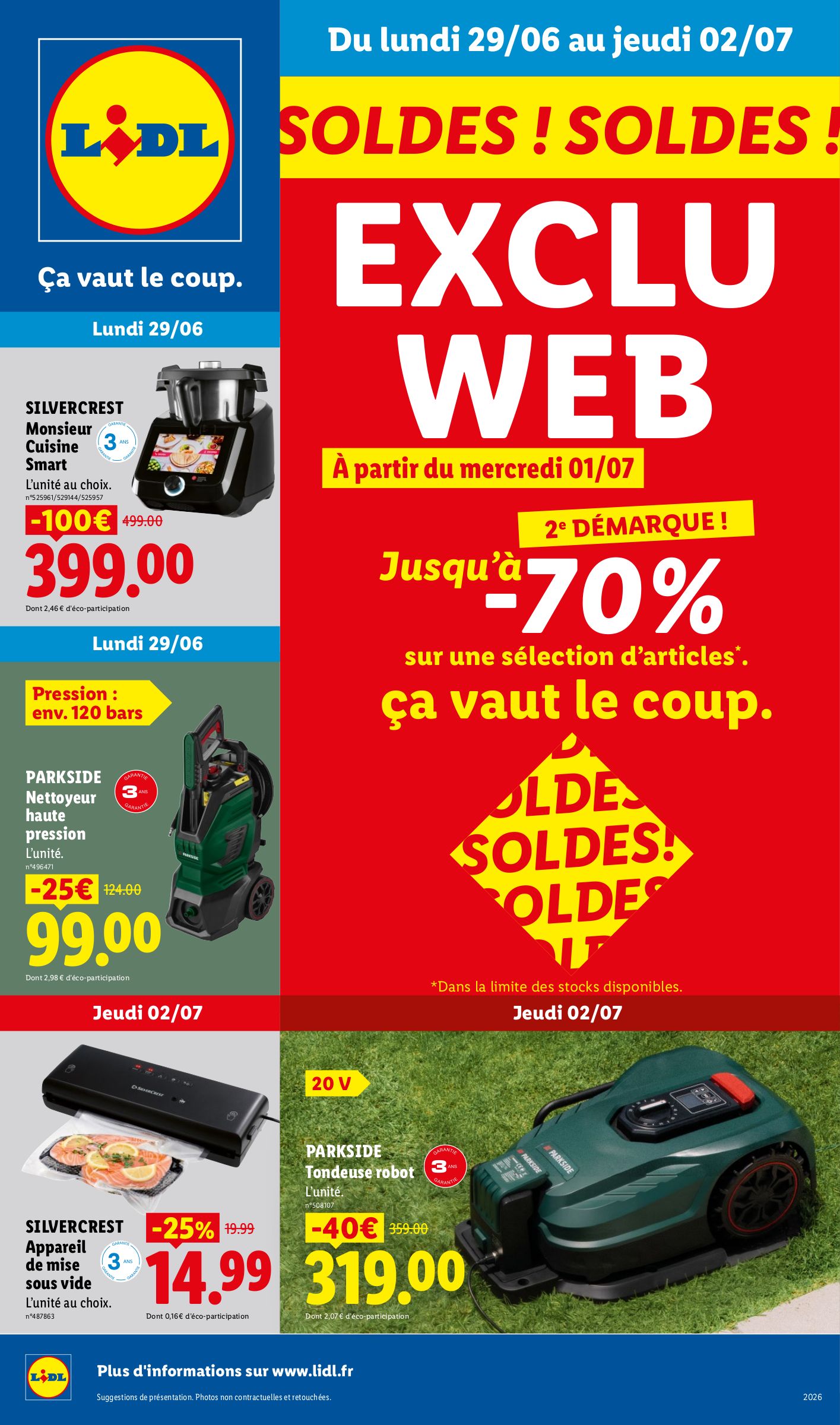 Current Lidl - Exclus Web leaflet valid from du lundi 29/06/2026 to de jeudi 02/07/2026
