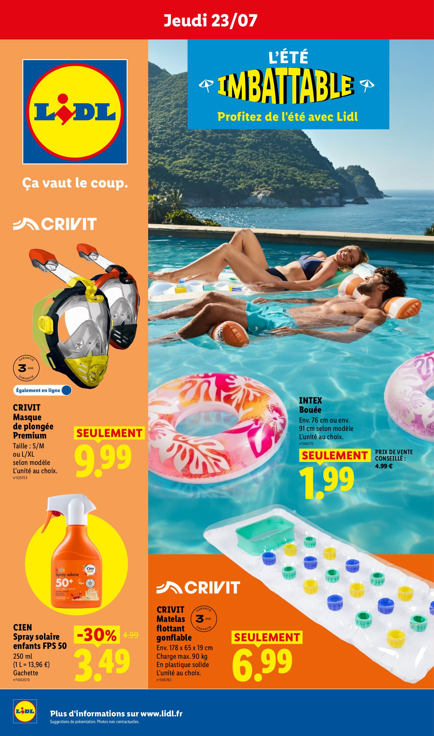 Flyer Lidl - Profitez de l'été avec Lidl pour la semaine prochaine du de jeudi 23/07/2026 au du mercredi 29/07/2026